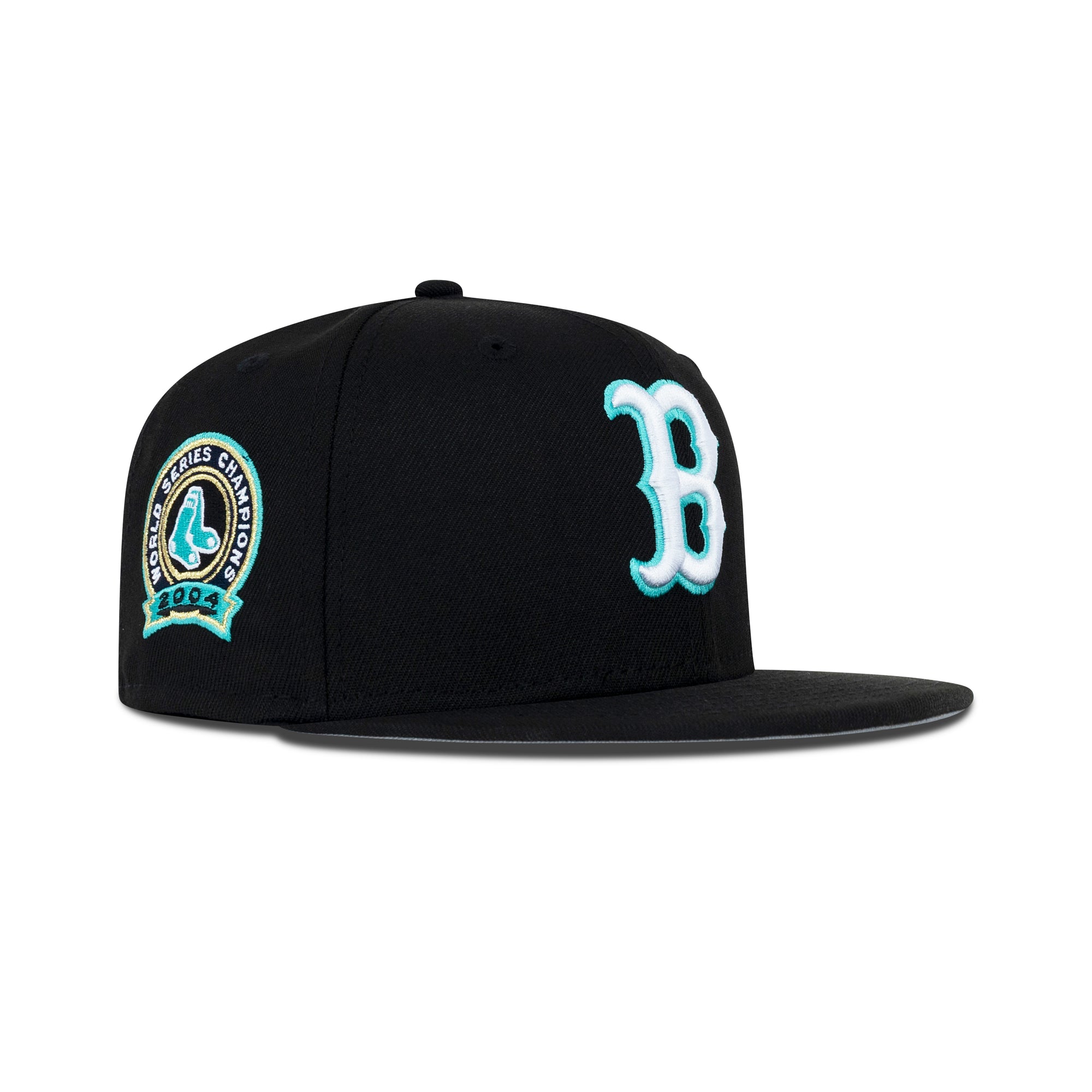 New Era Boston Red Sox Fitted Grey Bottom "Black White Teal" (2004 World Series Champions Embroidery)