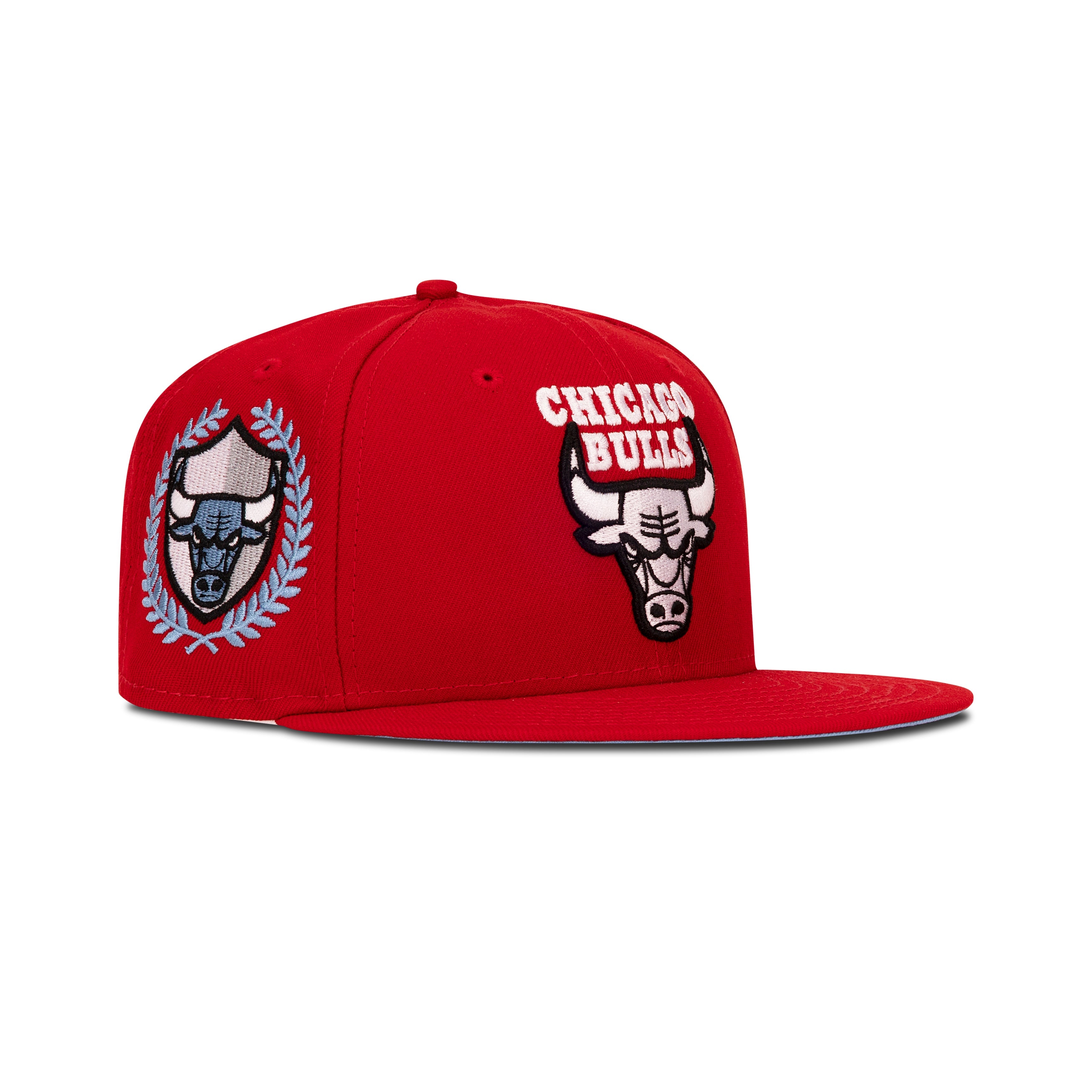 chicago bulls football helmet New Era Chicago Bulls Fitted Sky Bottom Red White Black (Bull Logo Embroidery) 7 1/4