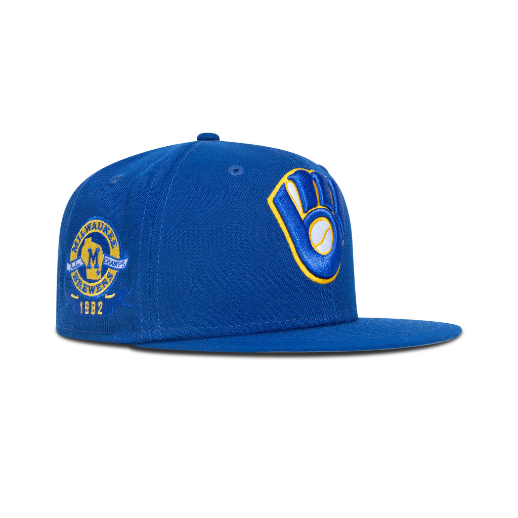 New Era Milwaukee Brewers Fitted Grey Bottom "Royal Yellow White" (1982 American League Champs  Embroidery)