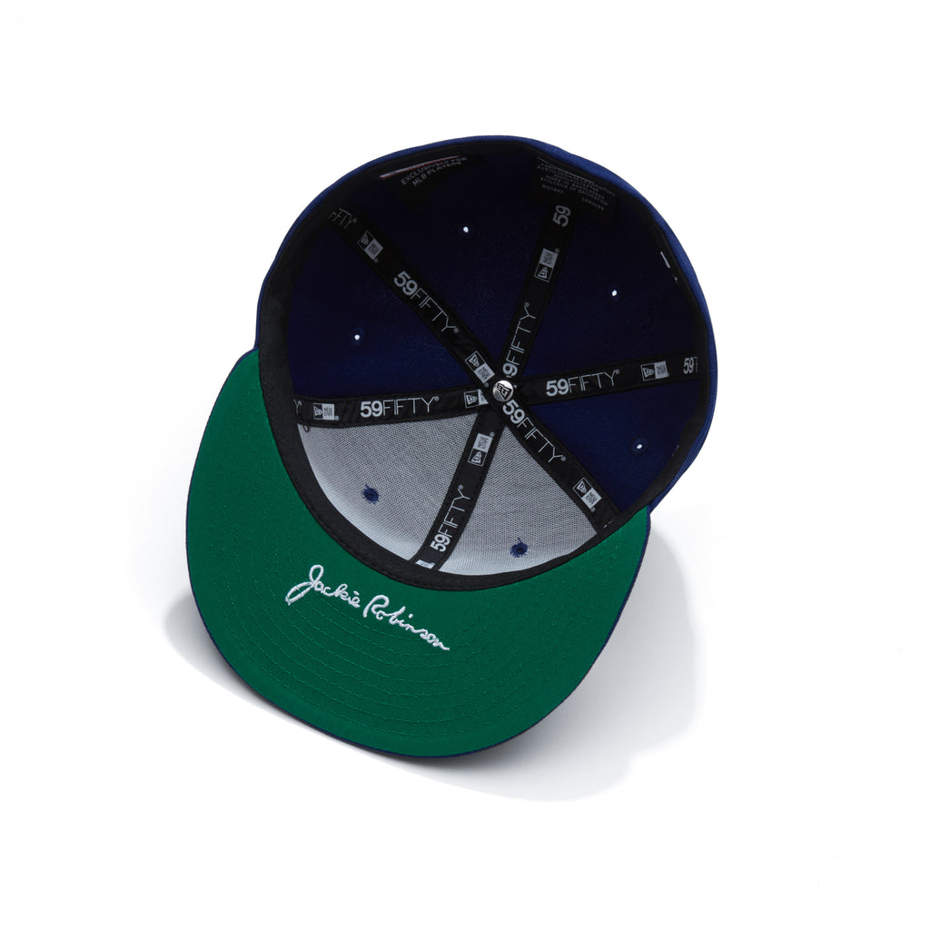 New Era Brooklyn Dodgers Fitted Green Bottom "Royal White" (42 Breaking Barriers Embroidery)