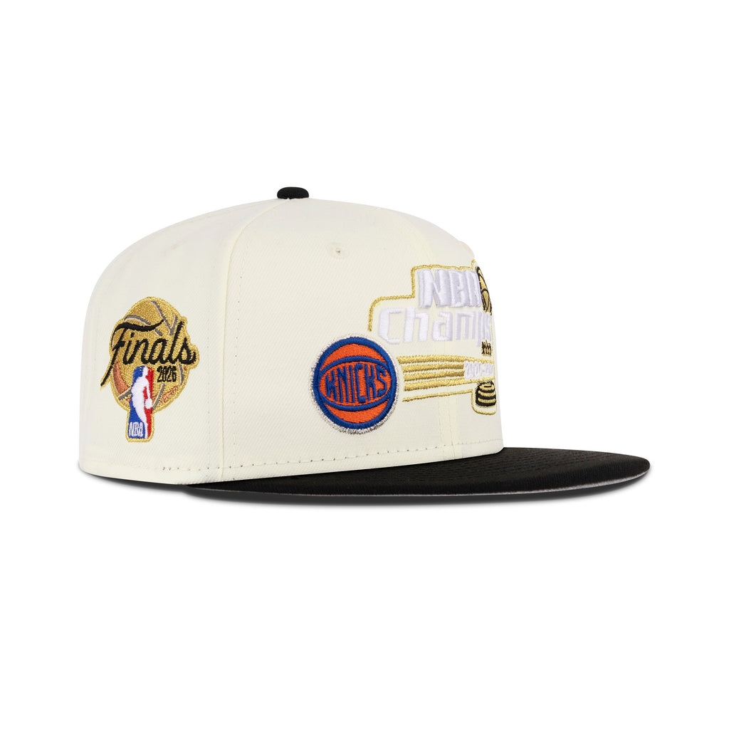 New Era New York Knicks NBA Champs A-Frame Snapback "Chrome White" (NBA Finals 2026 Embroidery)
