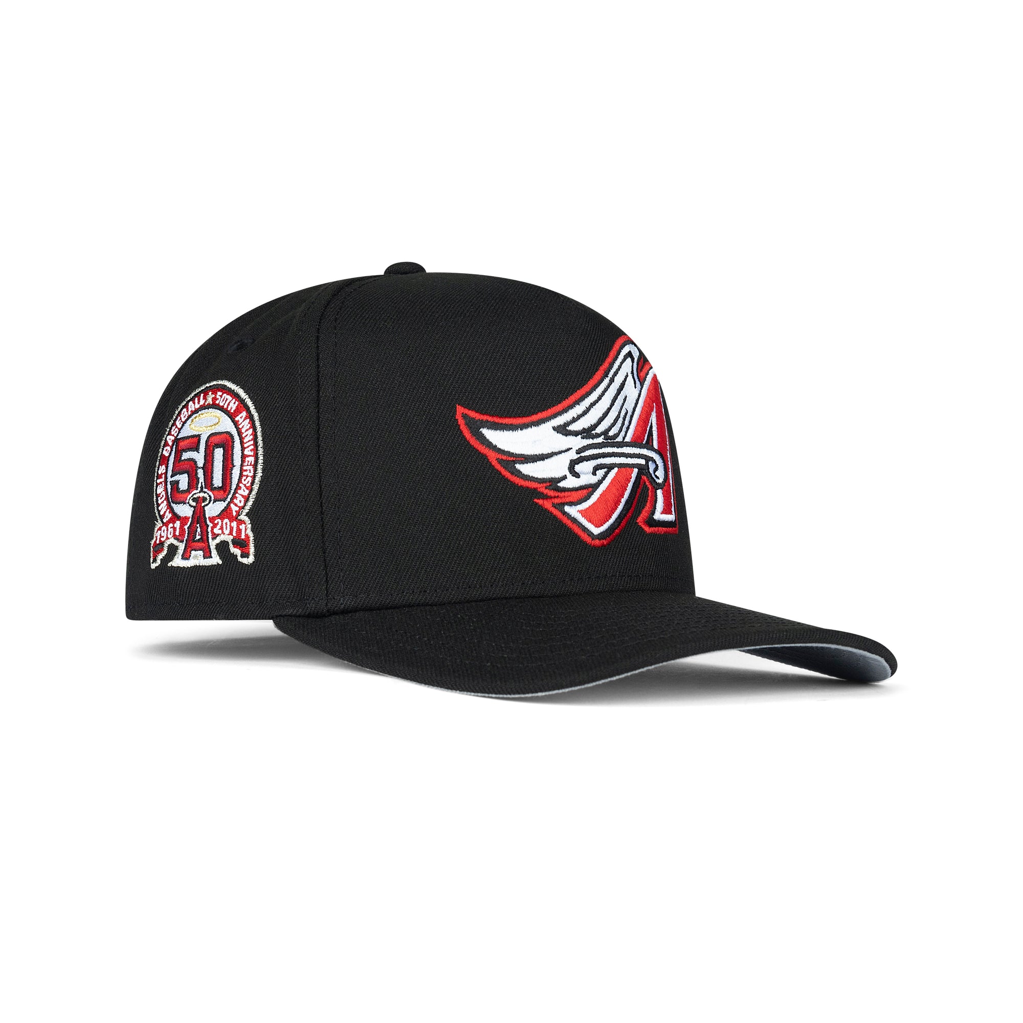 New Era L.A. Anaheim Angels A-Frame Snapback Grey Bottom "Black Red" (50th Anniversary Embroidery)