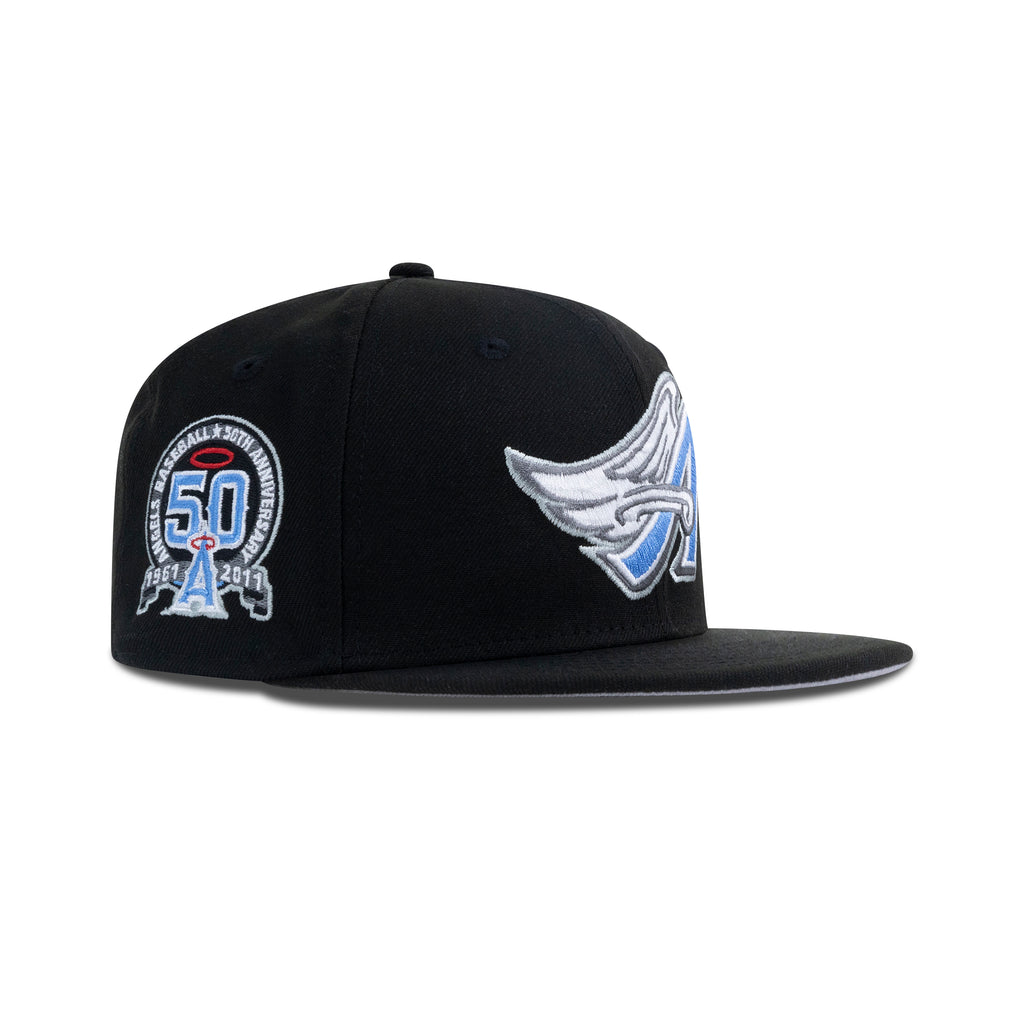 New Era L.A. Anaheim Angels Fitted Sky Bottom "Black Magic Blue White" (1961-2011 50th Aniversary Embroidery)