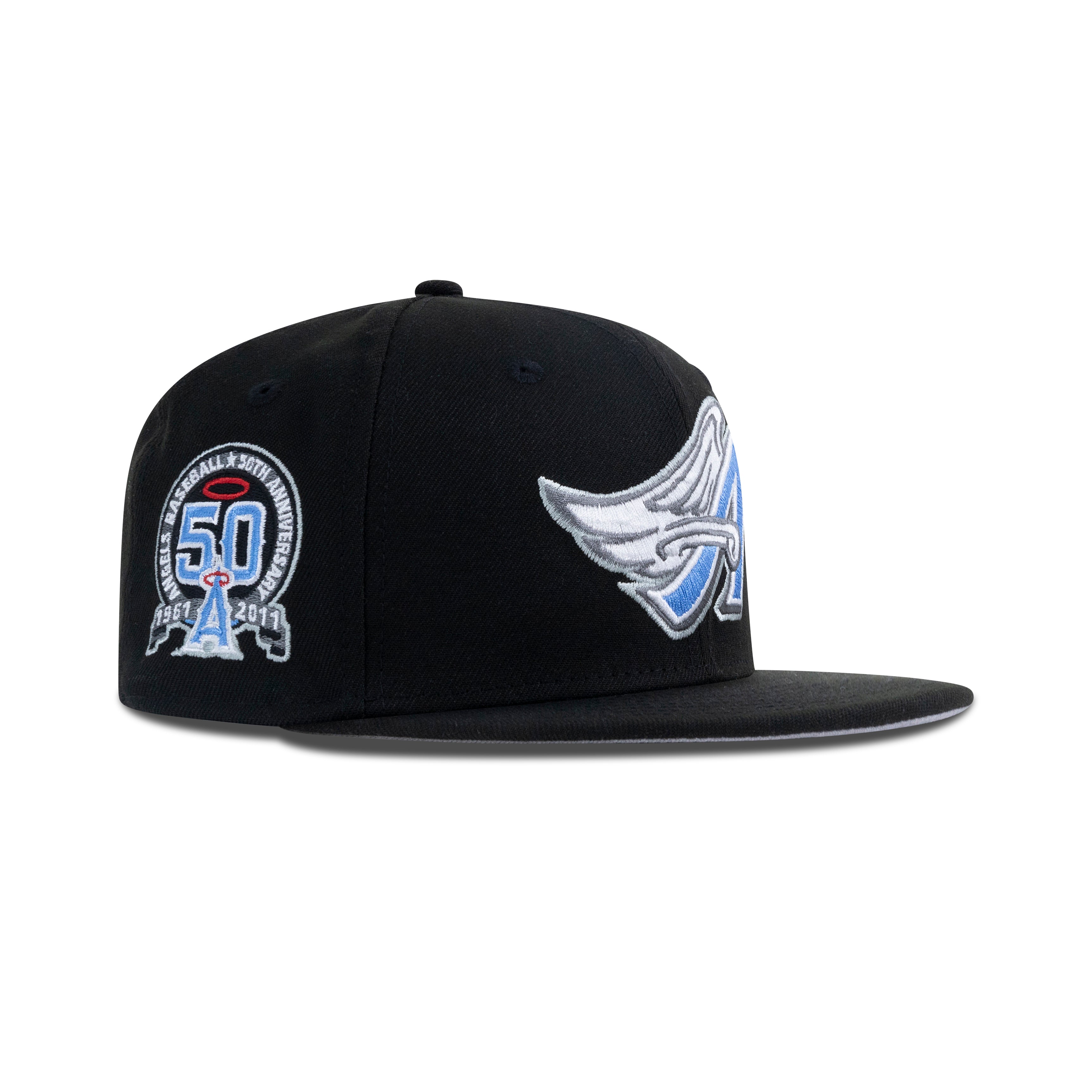 New Era L.A. Anaheim Angels Fitted Sky Bottom "Black Magic Blue White" (1961-2011 50th Aniversary Embroidery)