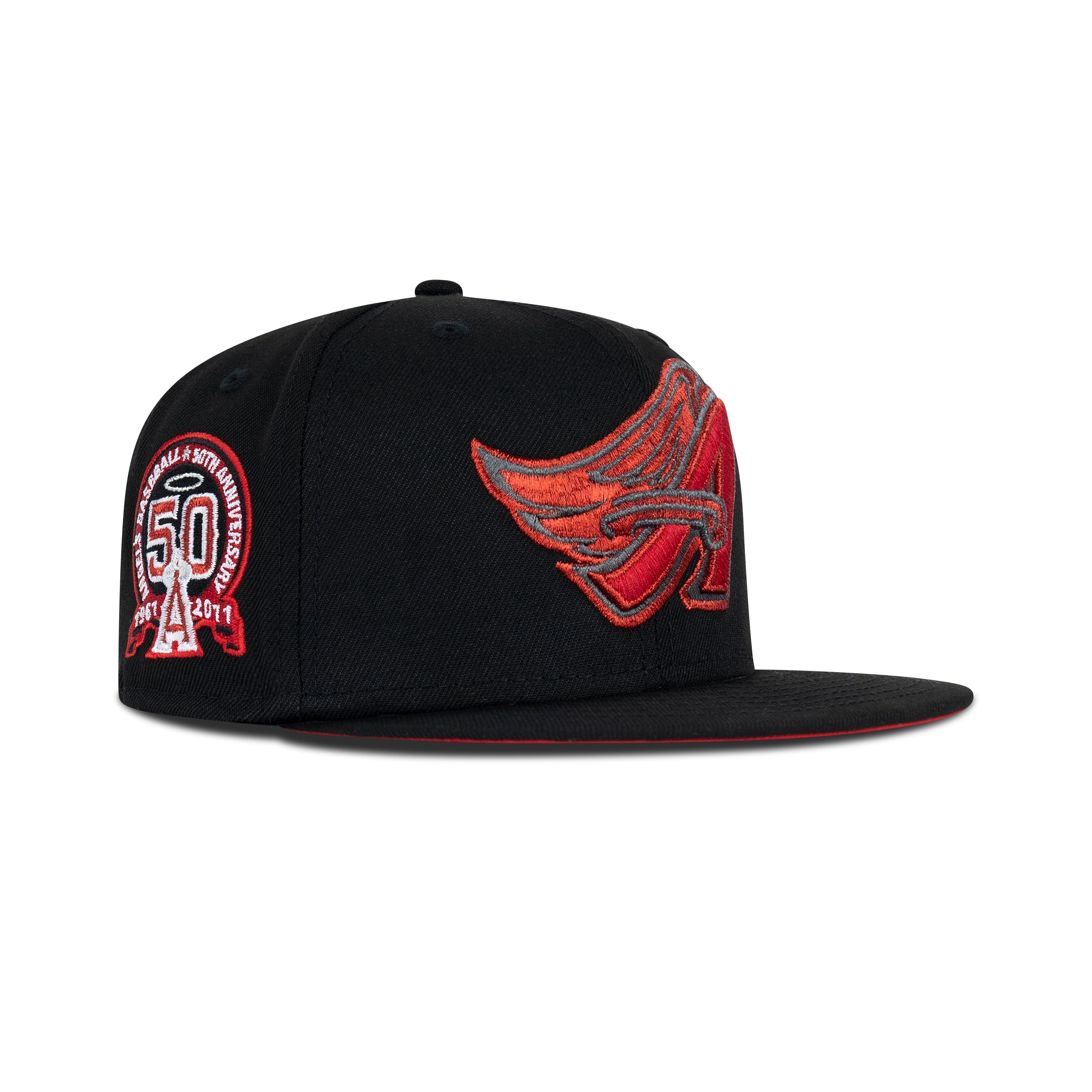 New Era L.A. Anaheim Angels Fitted Red Bottom "Black Metallic Red" (1961-2011 50th Anniversary Embroidery)