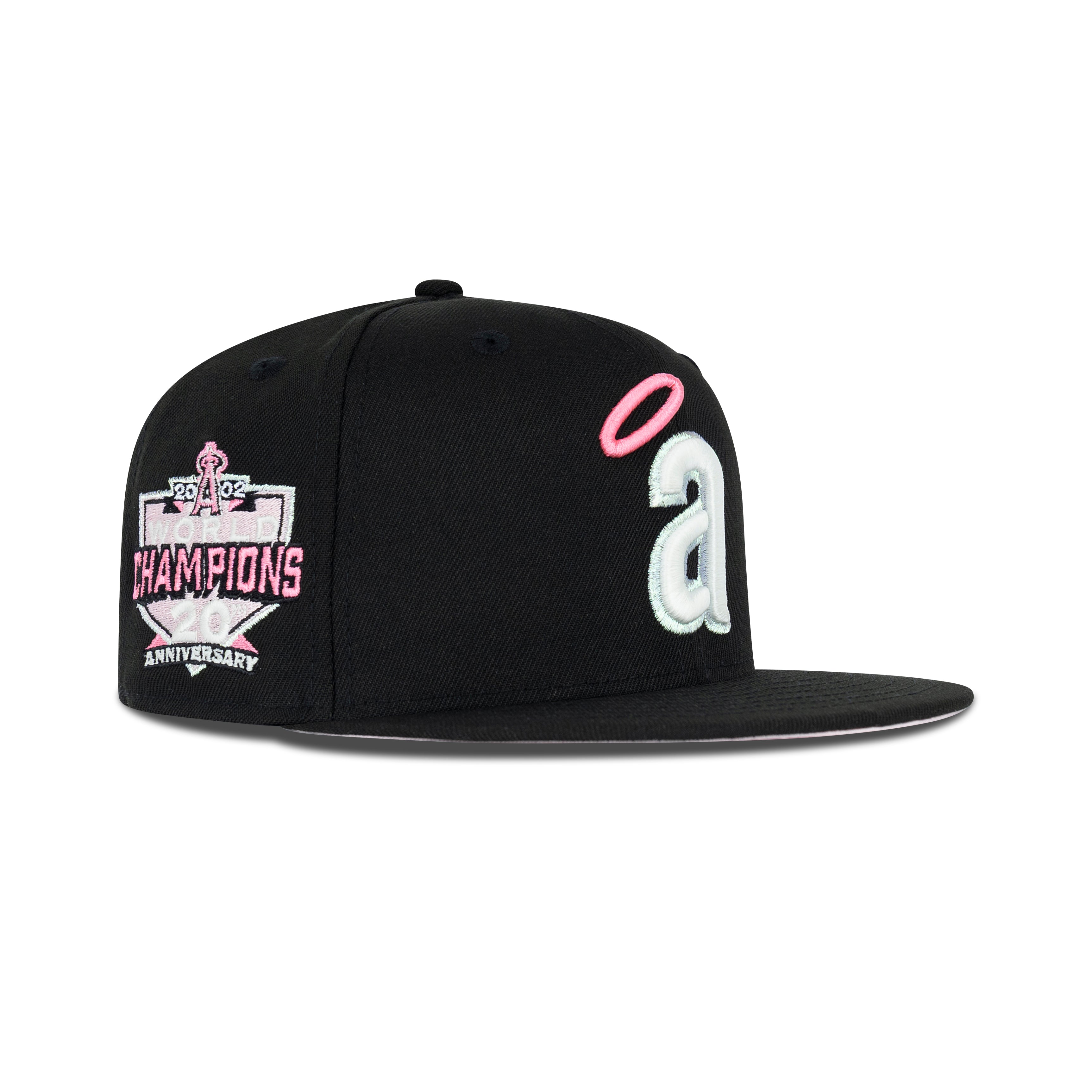 New Era L.A. Anaheim Angels Fitted Pink Bottom "Black Pink White" (2002 World Champions Embroidery)