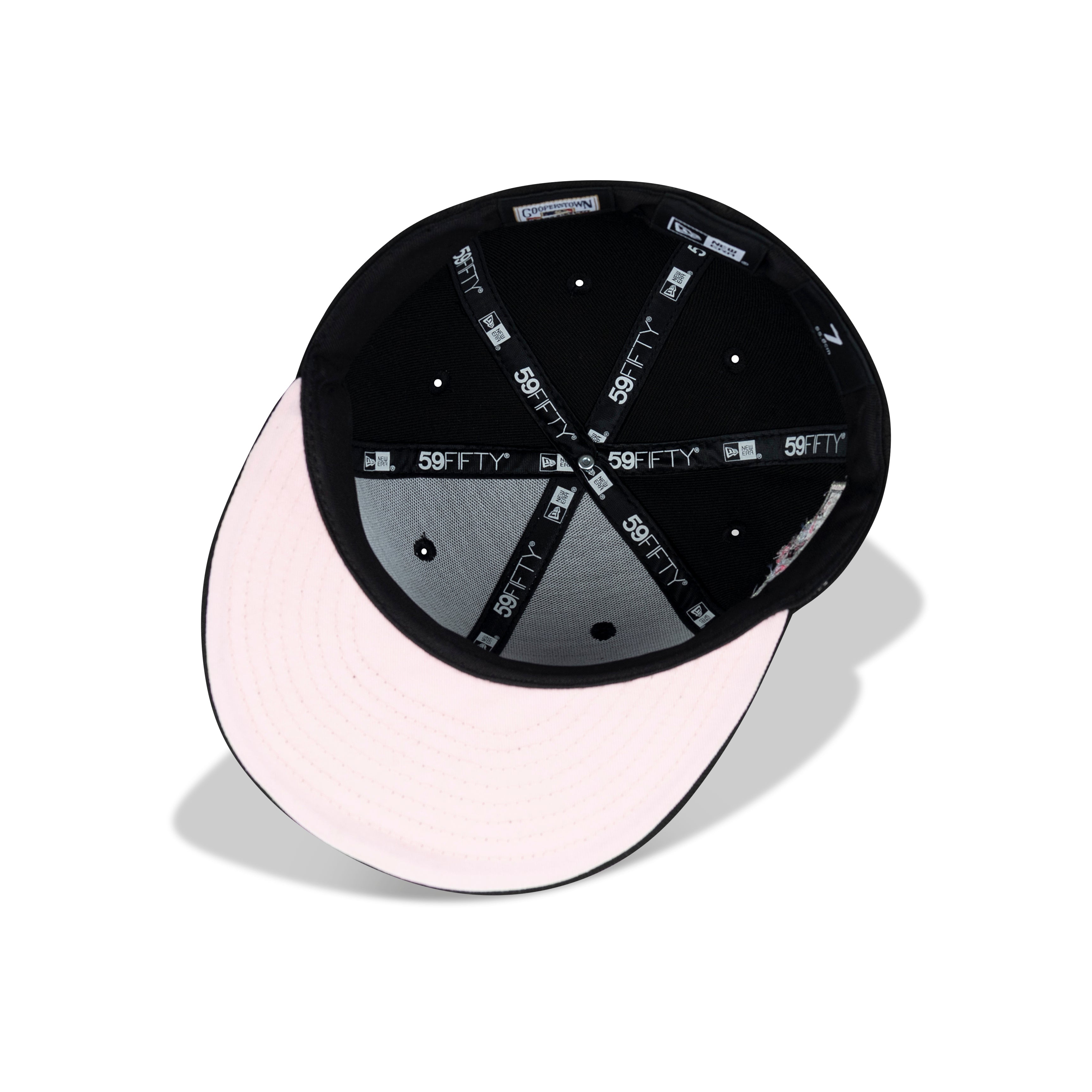 New Era L.A. Anaheim Angels Fitted Pink Bottom "Black Pink White" (2002 World Champions Embroidery)