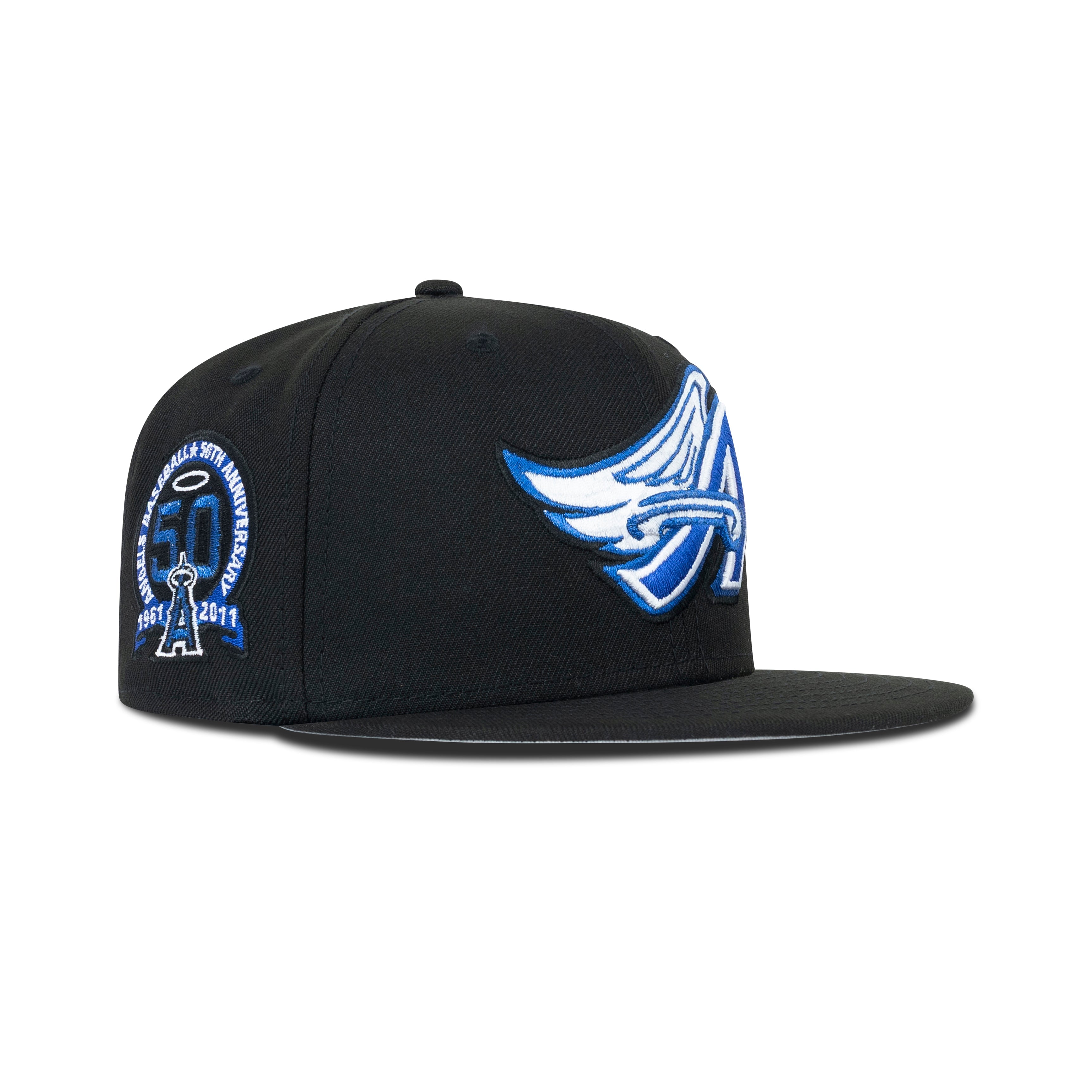 New Era L.A. Anaheim Angels Fitted Grey Bottom "Black Royal Blue" (1961-2011 50th Aniversary Embroidery)