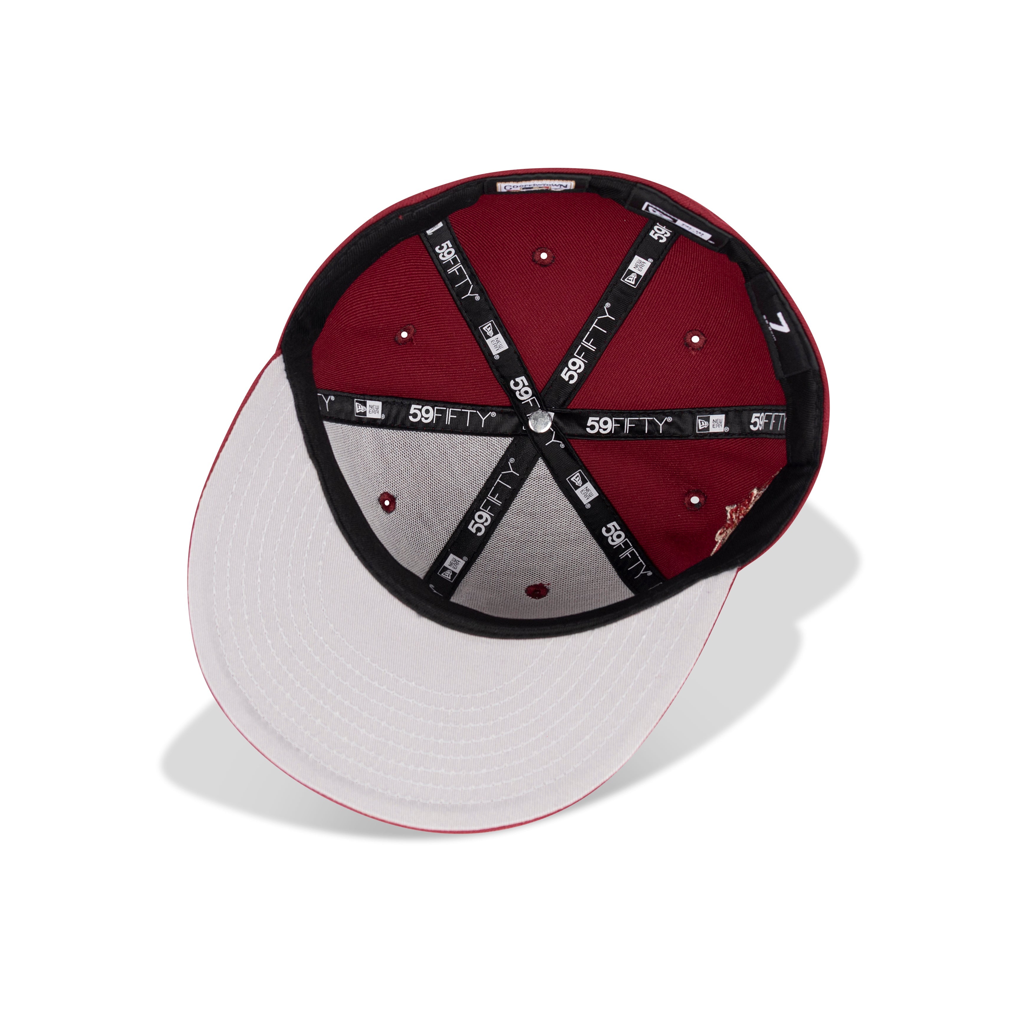 New Era L.A. Anaheim Angels Upside Down Logo Fitted Grey Bottom "Cardinal Red Black Copper" (40th Season Embroidery)