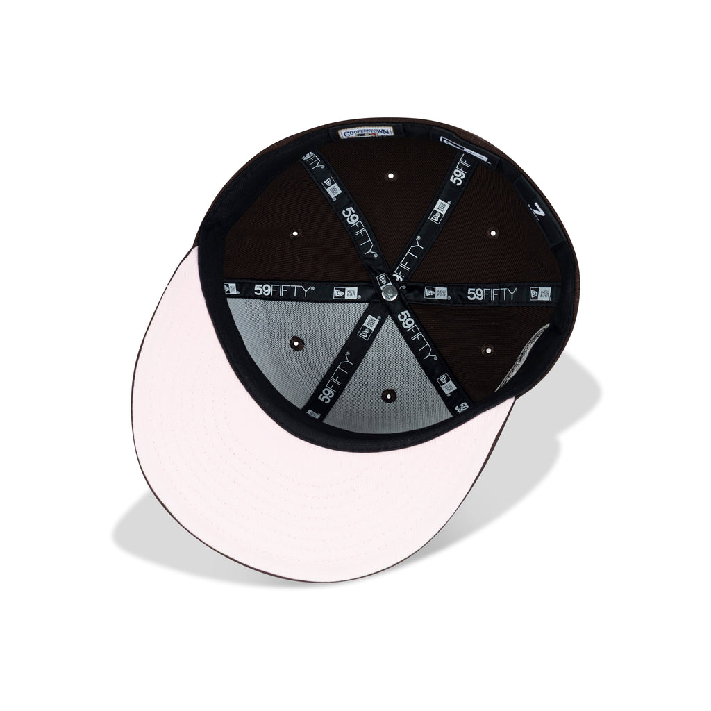 New Era L.A. Anaheim Angels Fitted Pink Bottom "Dark Brown Pink Silver" (1961-2011 50th Aniversary Embroidery)