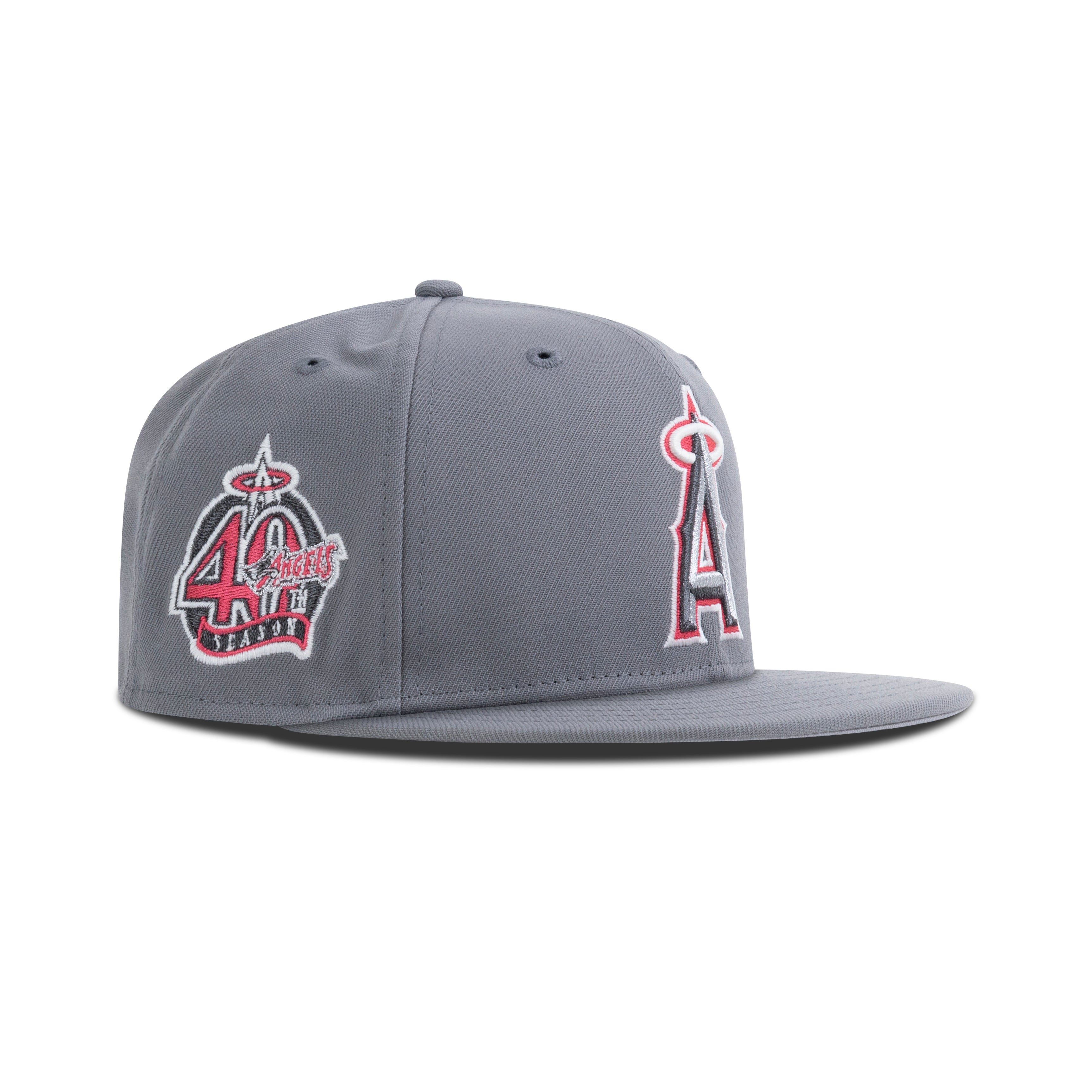New Era Anaheim Angels Fitted Gray Bottom "Storm Gray Metallic Black Pearl GS Red" (40th Season Embroidery)