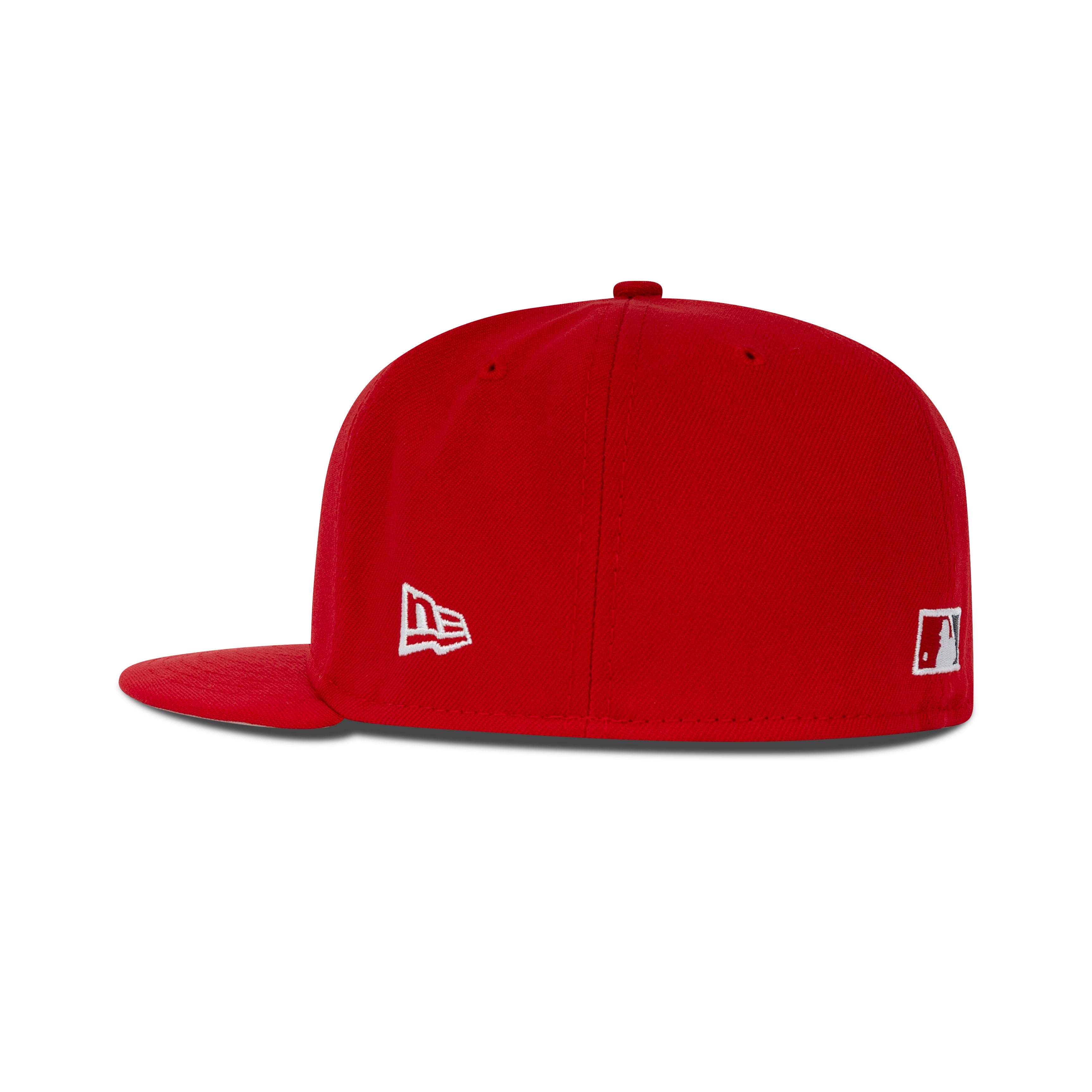 New Era L.A. Anaheim Angels Upside Down Logo Fitted Cream Bottom "Red Silver" (40th Season Embroidery)