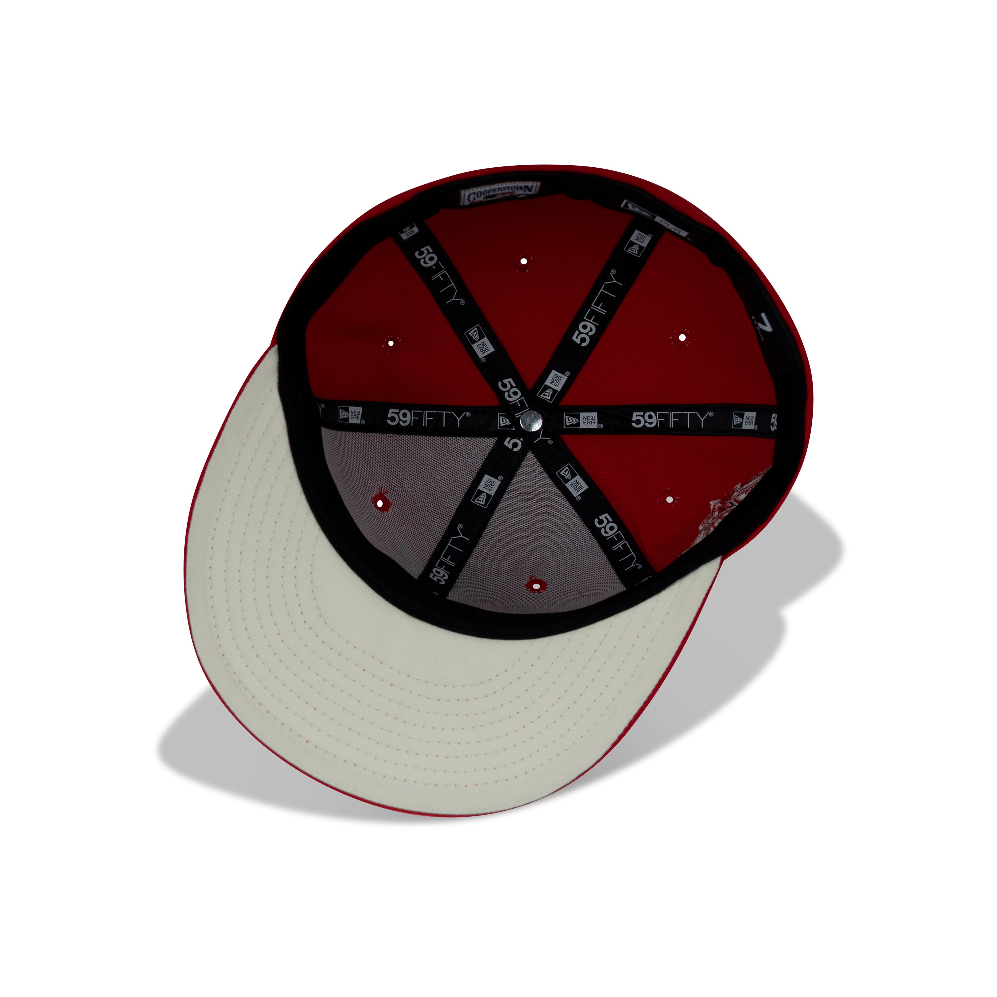 New Era L.A. Anaheim Angels Upside Down Logo Fitted Cream Bottom "Red Silver" (40th Season Embroidery)