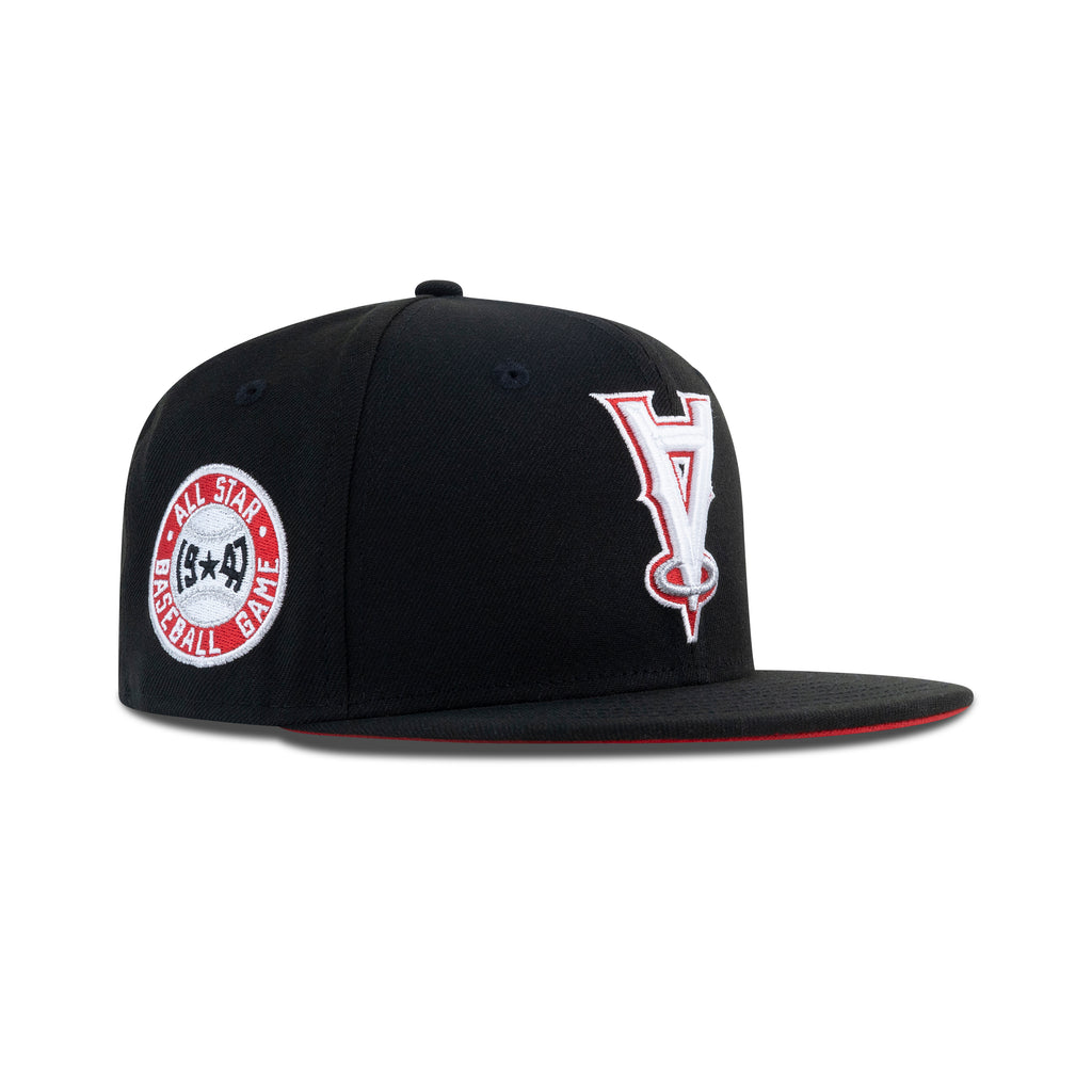 New Era L.A. Anaheim Angels Upside Down Logo Fitted Front Door Red Bottom "Black Front Door Red White" (1947 All Star Game Embroidery)