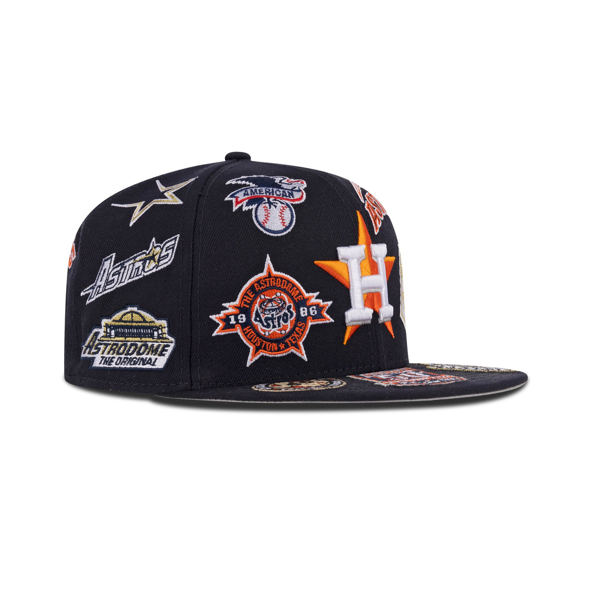 New Era Houston Astros Fitted Grey Bottom "Navy Orange" (All Over Embroidery)