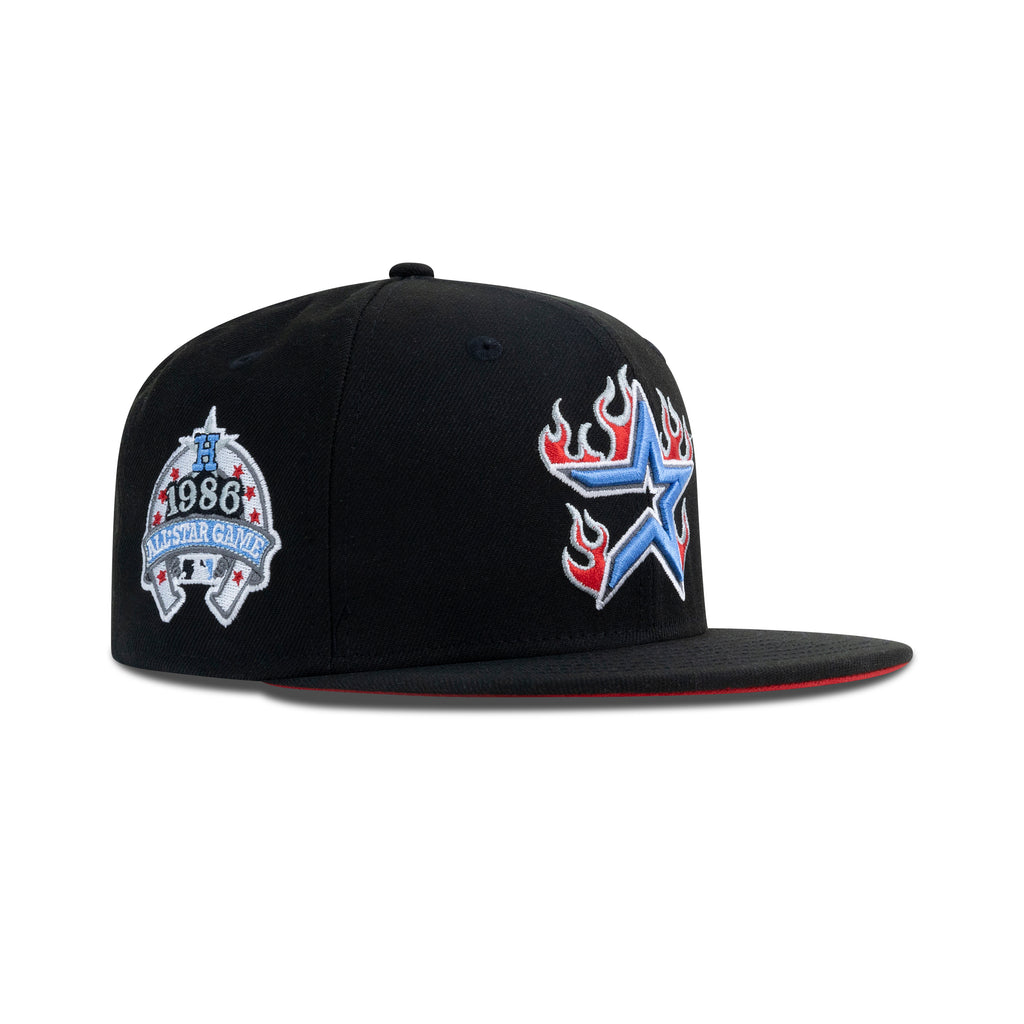 New Era Houston Astros Fitted Front Door Red Bottom "Black Magic Blue Front Door Red White" (1986 All Star Game Embroidery)