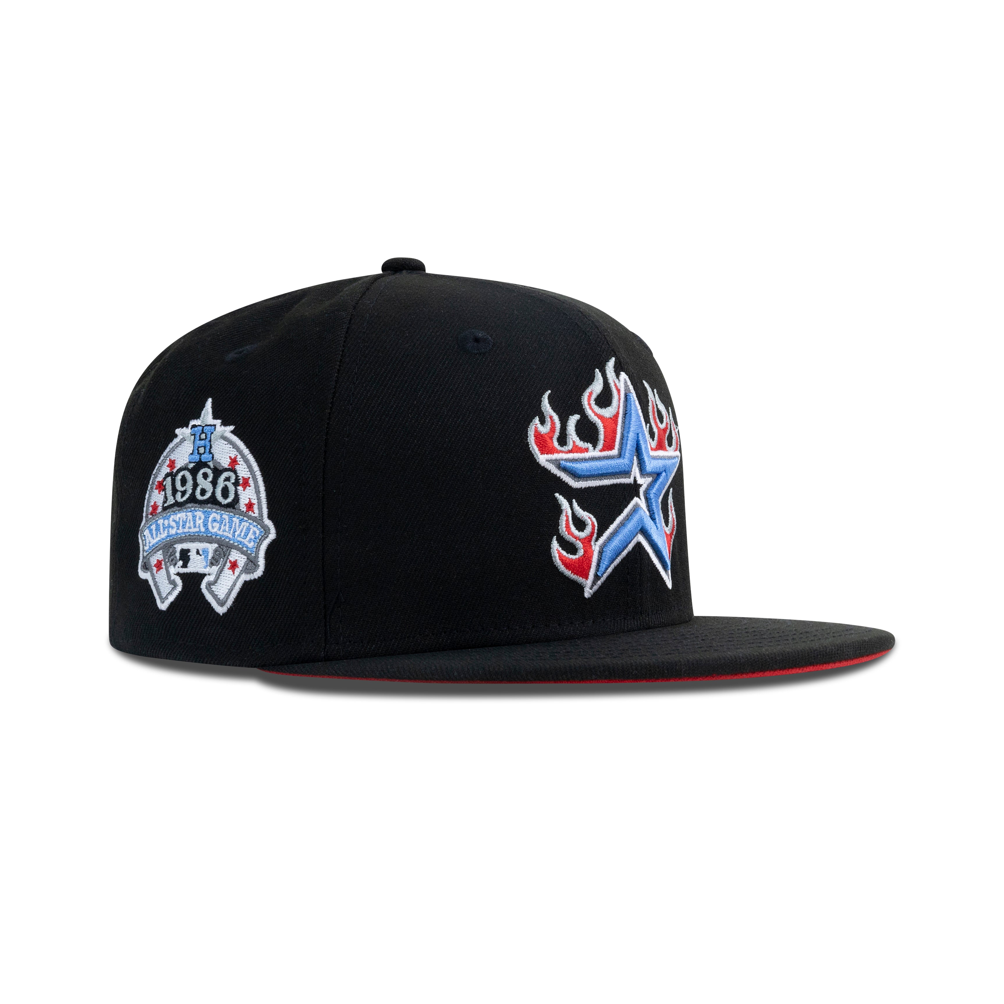 New Era Houston Astros Fitted Front Door Red Bottom "Black Magic Blue Front Door Red White" (1986 All Star Game Embroidery)