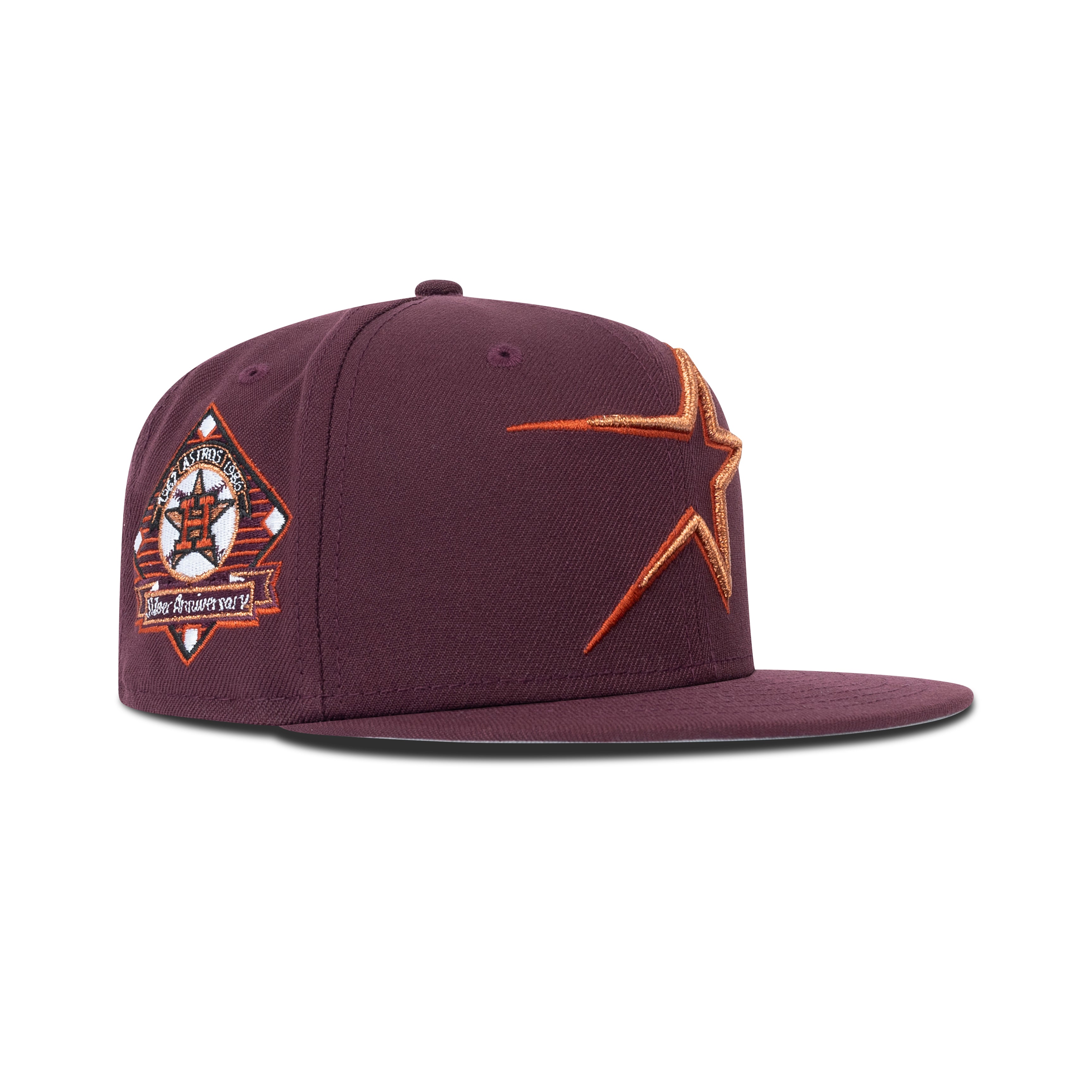 New Era Houston Astros Fitted Grey Bottom "Maroon Copper" (1962-1986 Silver Anniversary Embroidery)
