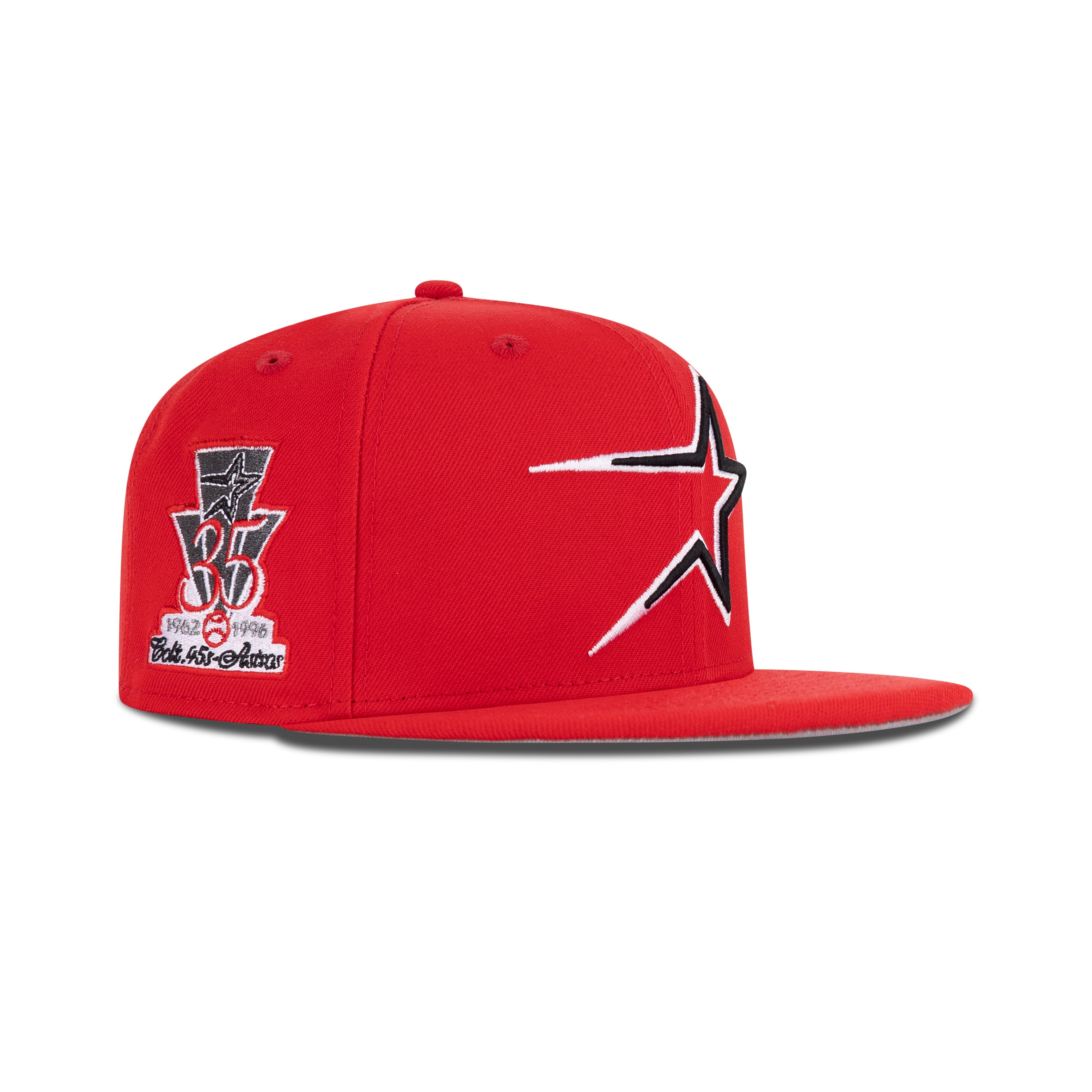 New Era Houston Astros Fitted Grey Bottom "Front Door Red Black White" (1962-1996 35th Anniversary Embroidery)