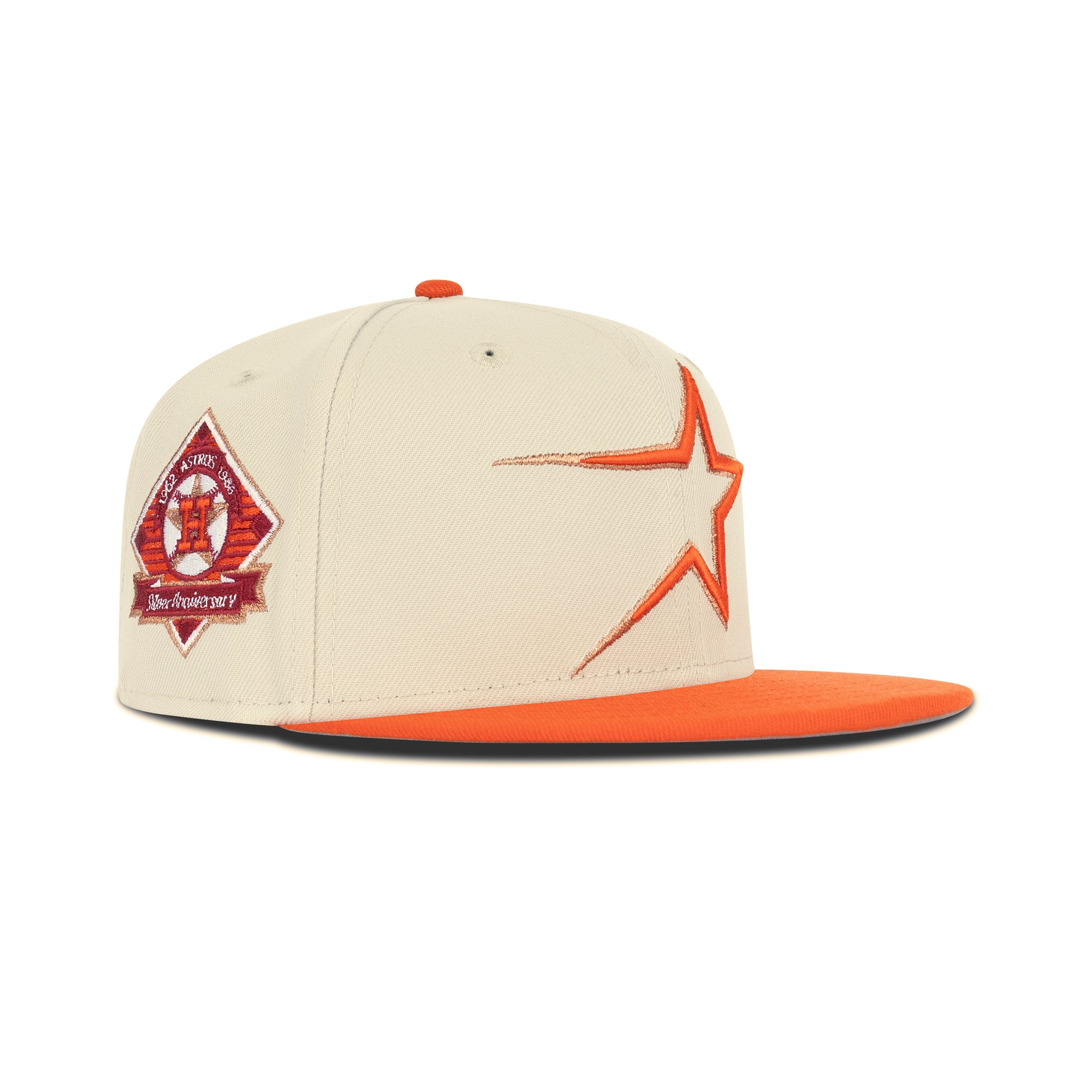 New Era Houston Astros Fitted Grey Bottom "Stone Orange Copper" (1962-1986 Silver Anniversary Embroidery)