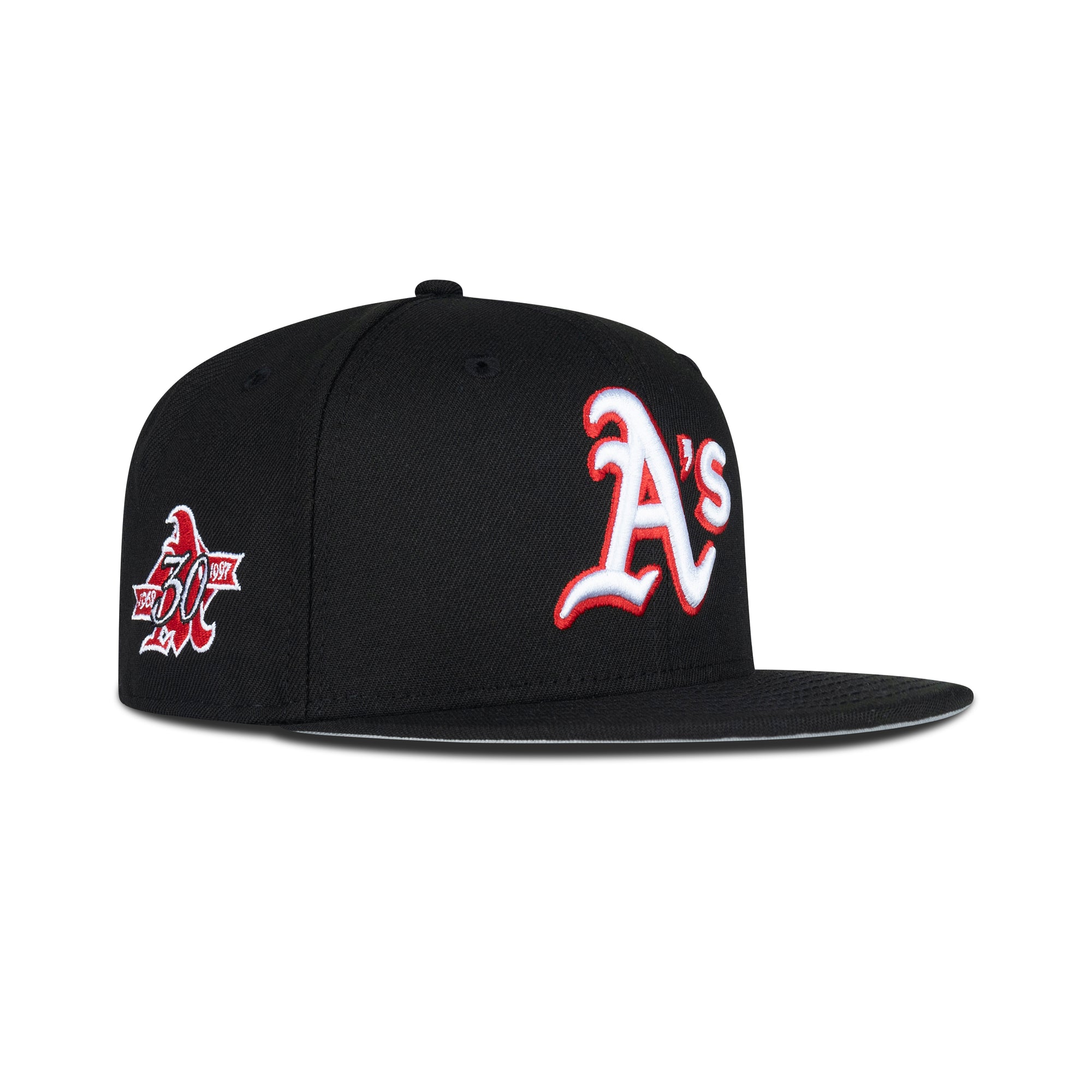 New Era Oakland Athletics Fitted Grey Bottom "Black Red" (1968-1997 30th Anniversary Embroidery)