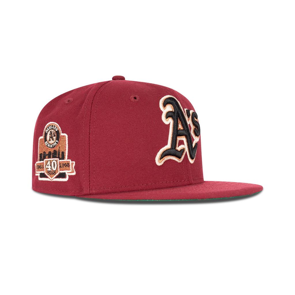 New Era Oakland Athletics Fitted Green Bottom "Cardinal Red Black Copper" (1968-2008 40th Anniversary Embroidery)