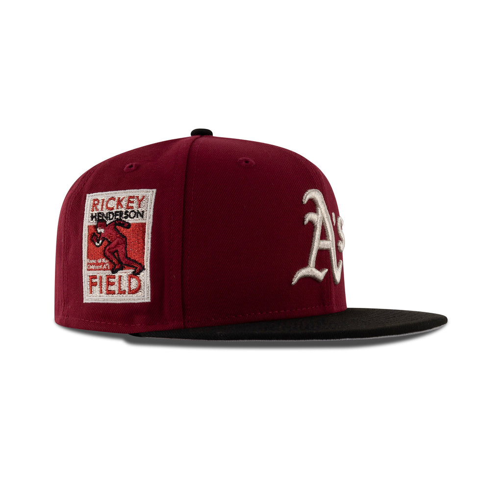 New Era Oakland's Athletics Fitted Grey Bottom "Cardinal Red Metallic Silver Black" (Ricky Henderson Field Embroidery)