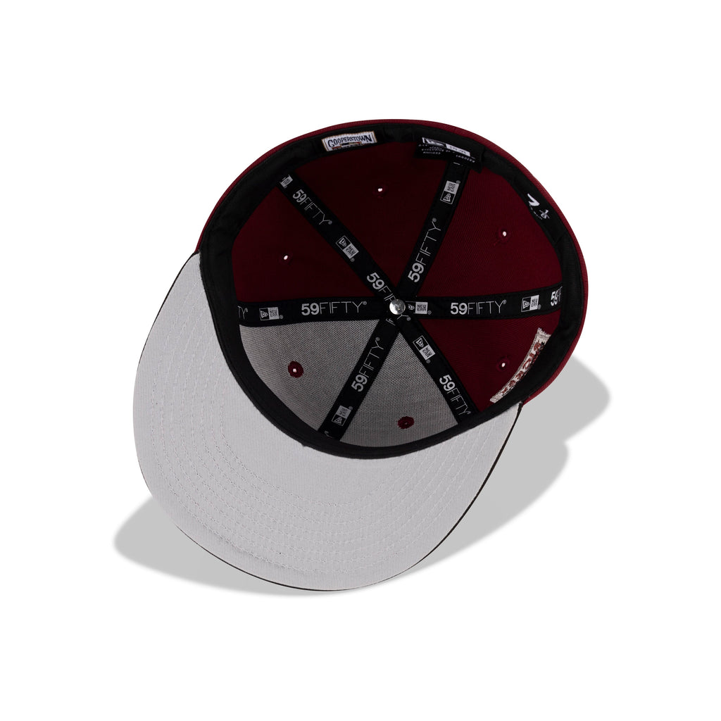 New Era Oakland's Athletics Fitted Grey Bottom "Cardinal Red Metallic Silver Black" (Ricky Henderson Field Embroidery)