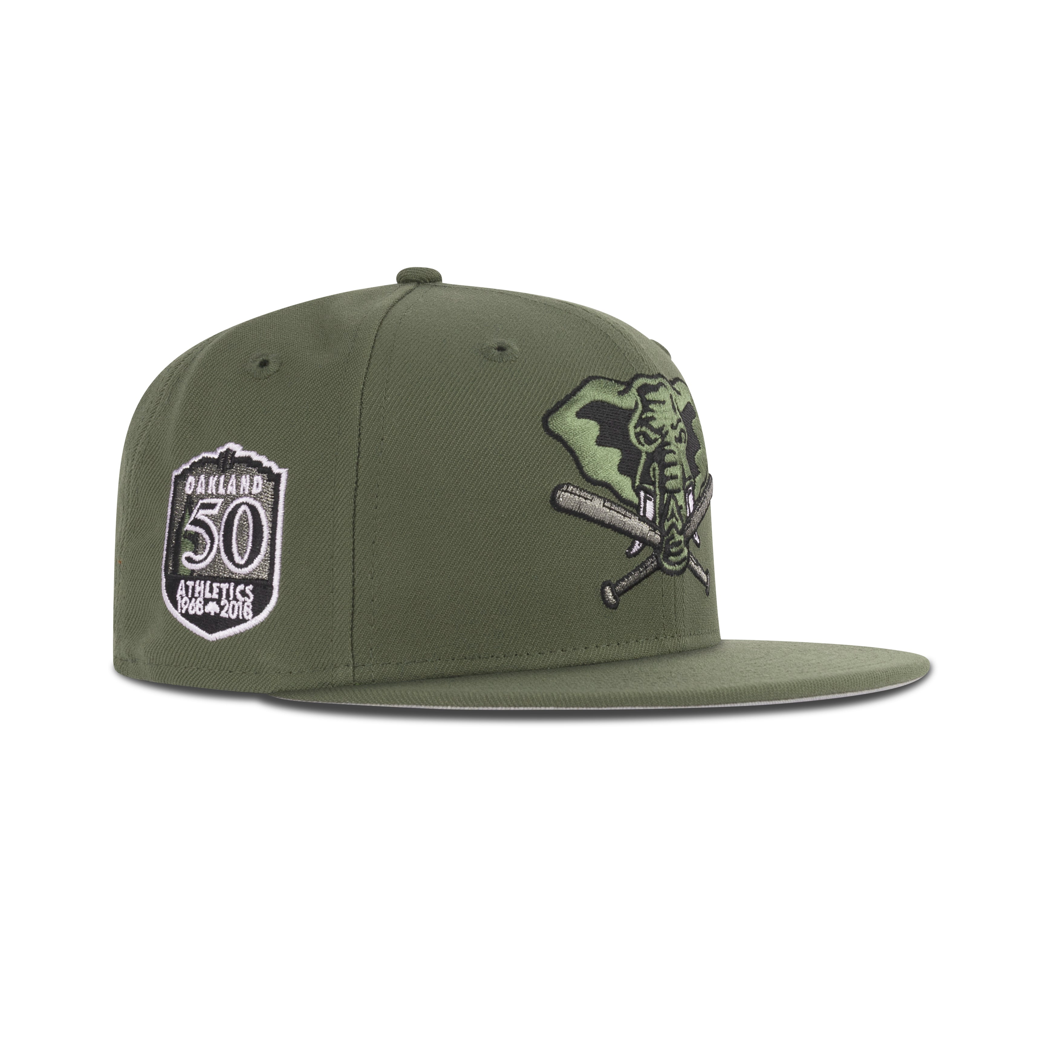 New Era Oakland Athletics Fitted Gray Bottom "New Olive Black" (50th Anniversary Patch Embroidery)