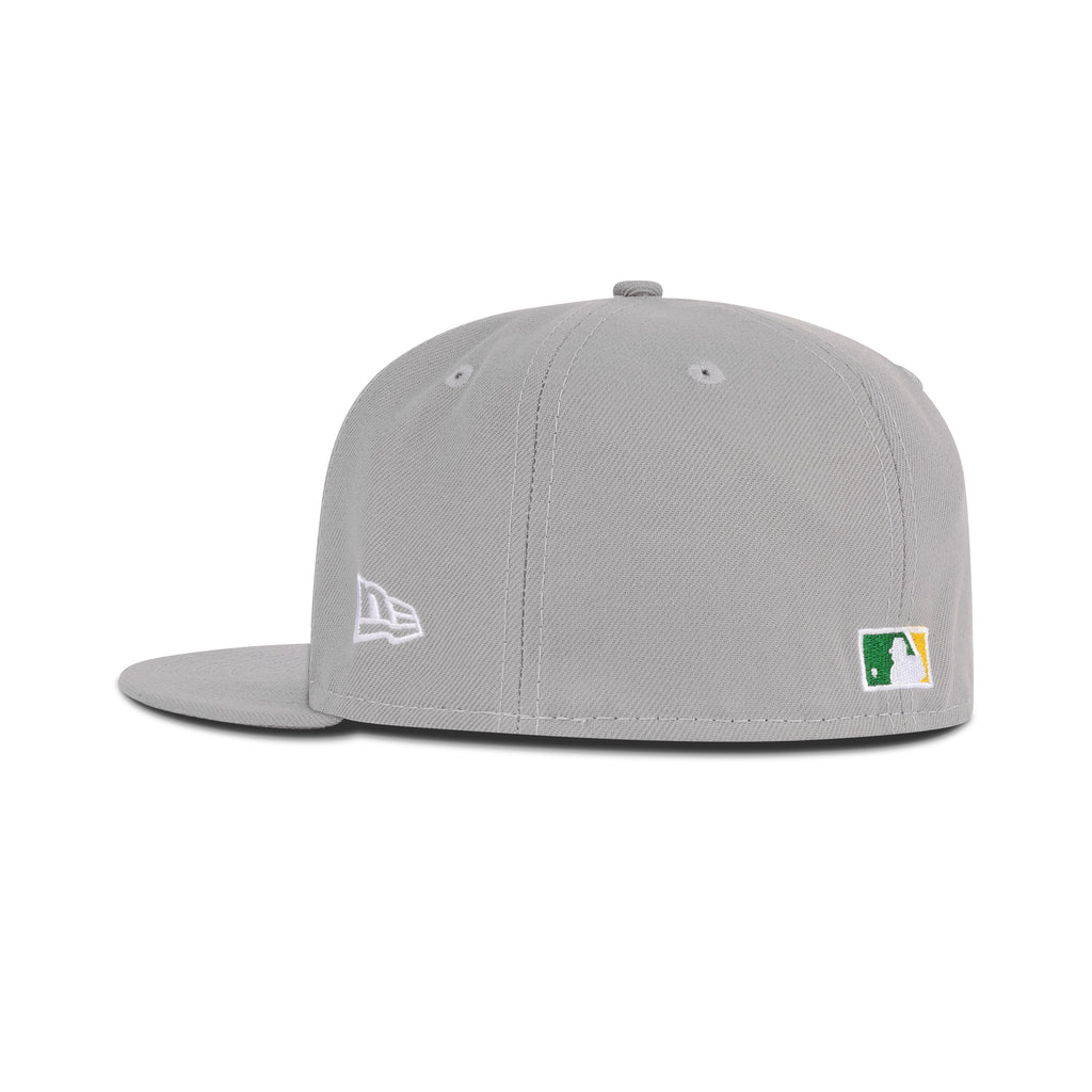 New Era Oakland Athletics Fitted Green Bottom "Gray Snow White Yellow Green" (Oakland Coliseum Embroidery)