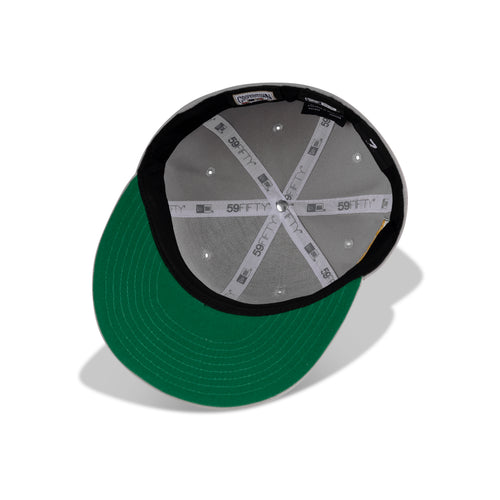 New Era Oakland Athletics Fitted Green Bottom "Gray Snow White Yellow Green" (Oakland Coliseum Embroidery)