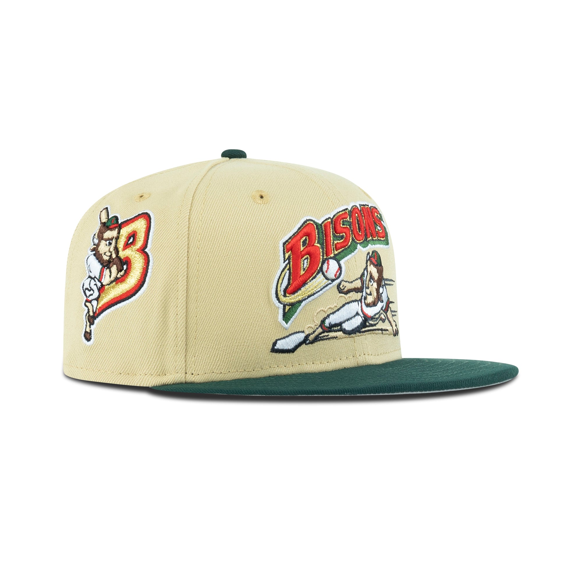 New Era Buffalo Bisons Fitted Grey Bottom "Vegas Gold Dark Green" (Bissons Patch Embroidery)