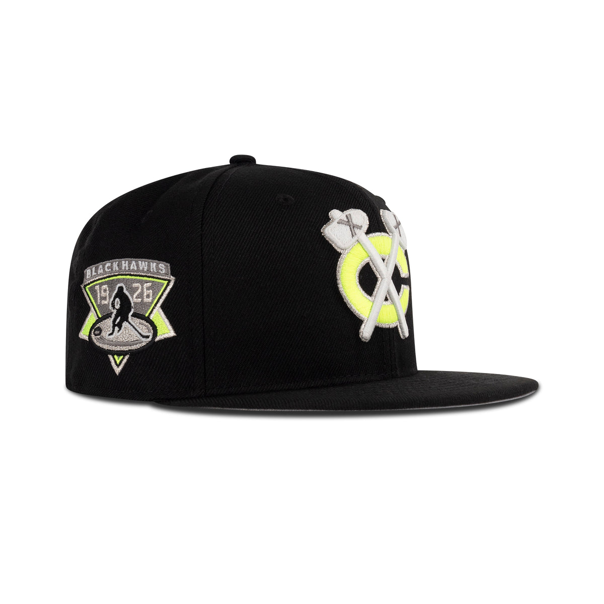 New Era Chicago Blackhawks Fitted Grey Bottom "Black Neon Yellow" (1926 Patch)