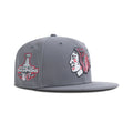 New Era Chicago Blackhawks Fitted Gray Bottom "Storm Gray Metallic Black Pearl GS Red" (2015 Stanley Cup Champions Embroidery)