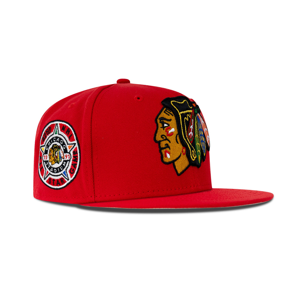 New Era Chicago Blackhawks Fitted Cream Bottom "Red Black" (1997 All Star Game Embroidery)