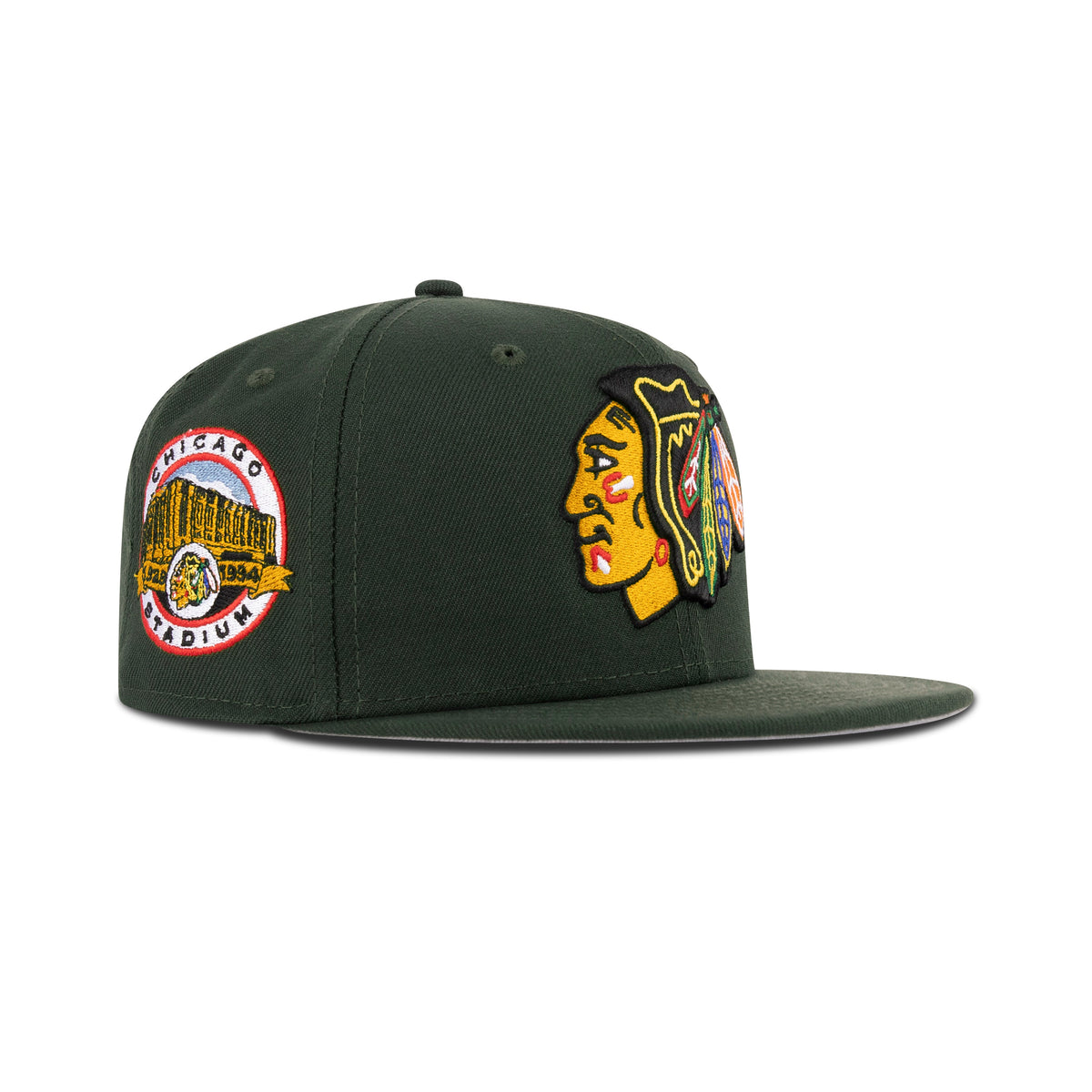 New Era Chicago Blackhawks Fitted Gray Bottom "Dark Seaweed Rush Orange White" (ChicagoStadium Embroidery)