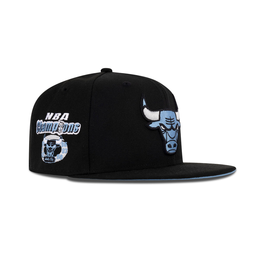 New Era Chicago Bulls Fitted Sky Bottom "Black Sky" (6X Champs Embroidery)
