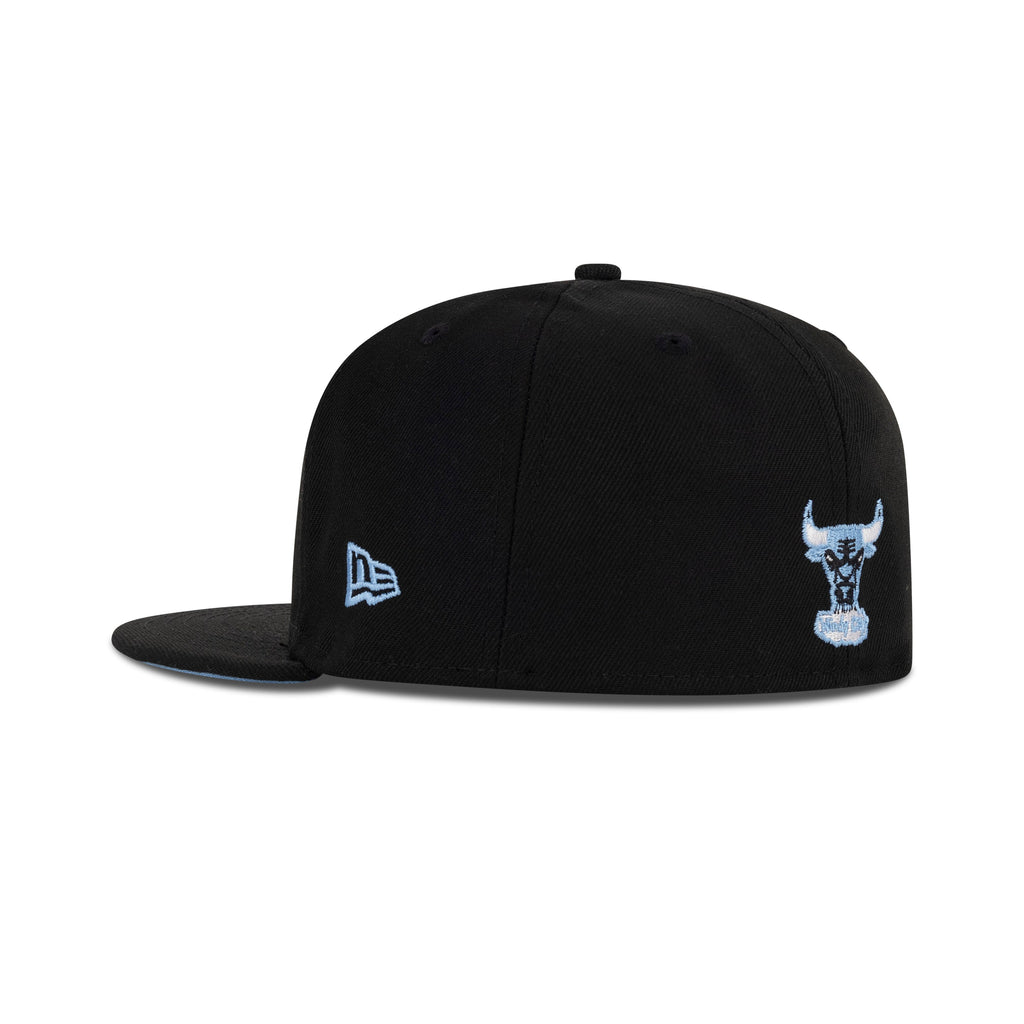 New Era Chicago Bulls Fitted Sky Bottom "Black Sky" (6X Champs Embroidery)