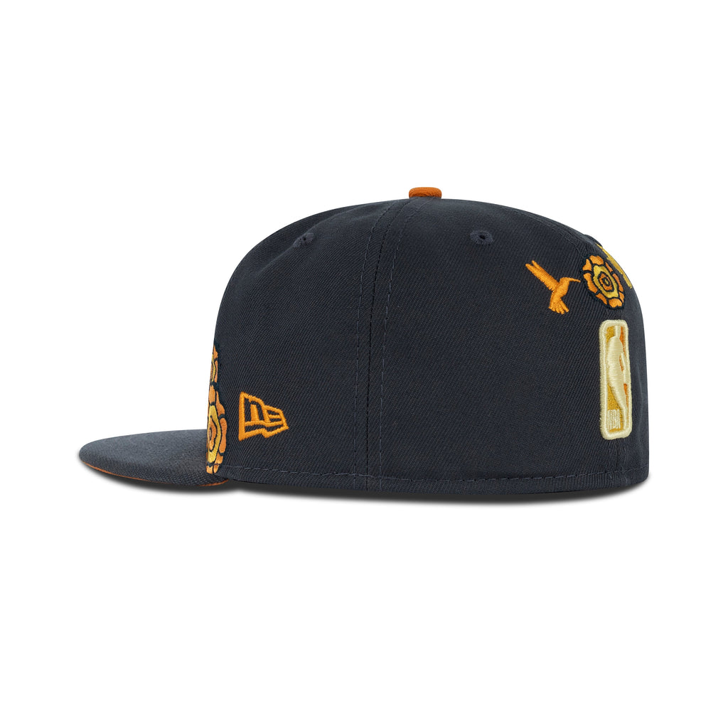 New Era Chicago Bulls Dia De Muertos Fitted Orange Bottom "Graphite Orange" (Bulls Patch Embroidery)