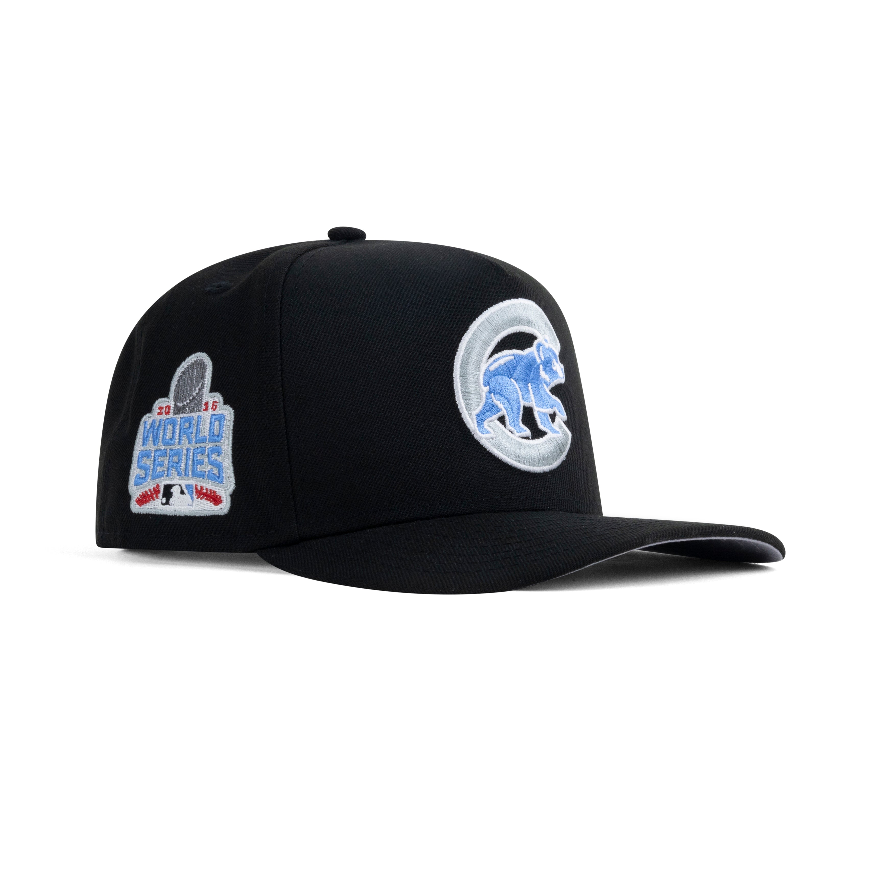 New Era Chicago Cubs A-Frame Snapback Grey Bottom "Black Magic Blue Silver Wing White" (2016 World Series Embroidery)