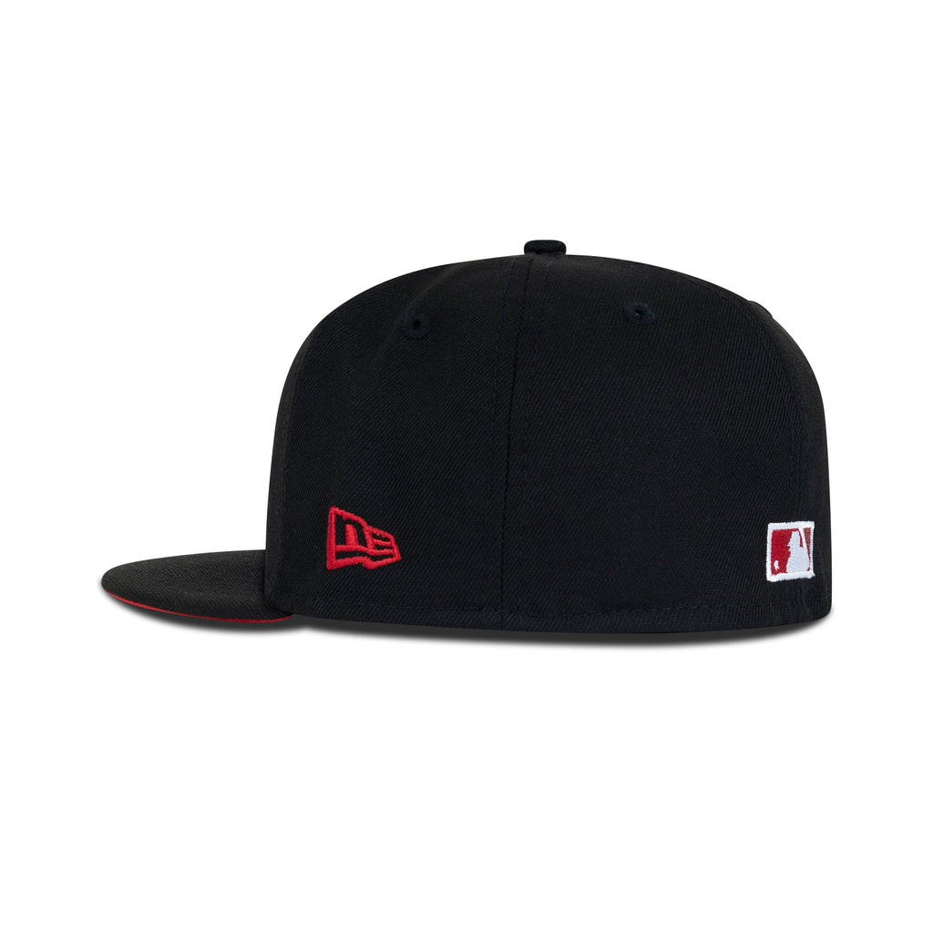 New Era Chicago Cubs Fitted Red Bottom "Black Metallic Red" (Wrigley Field Embroidery)