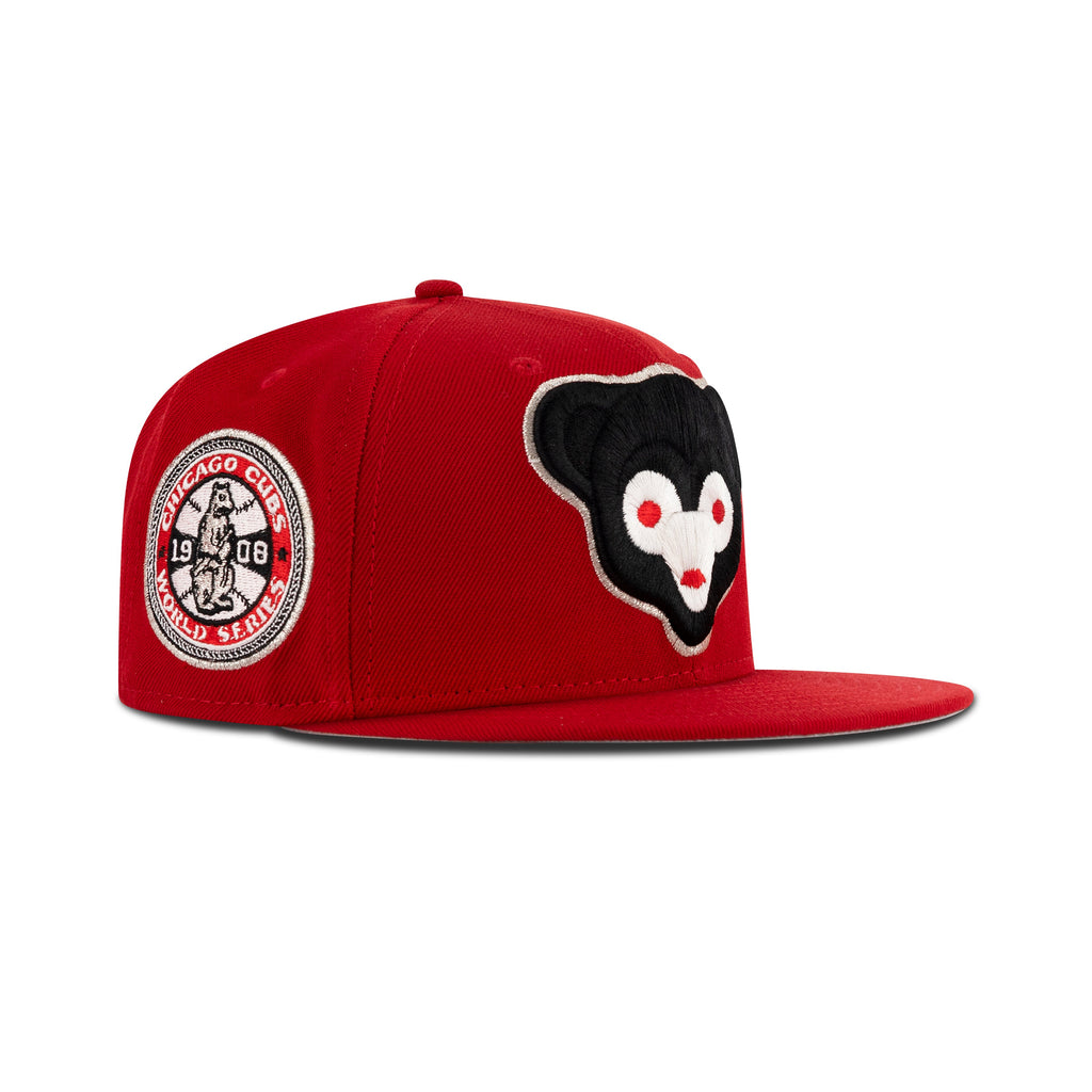 New Era Chicago Cubs Fitted Grey Bottom "Red Chrome Metallic Silver" (1908 World Series Embroidery)