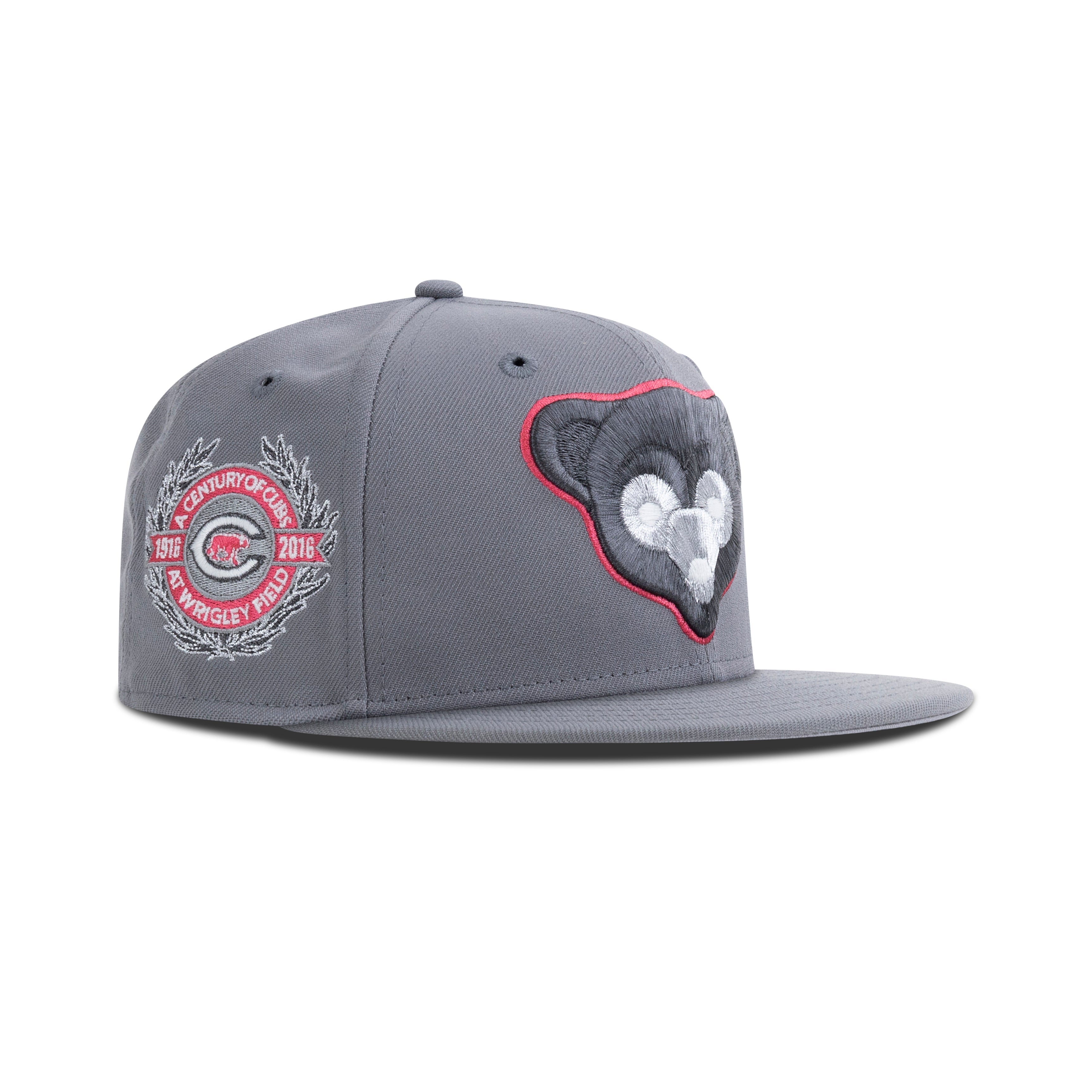 New Era Chicago Cubs Fitted Gray Bottom "Storm Gray Metallic Black Pearl GS Red" (A Century At Wrigley Field Laurel Embroidery)