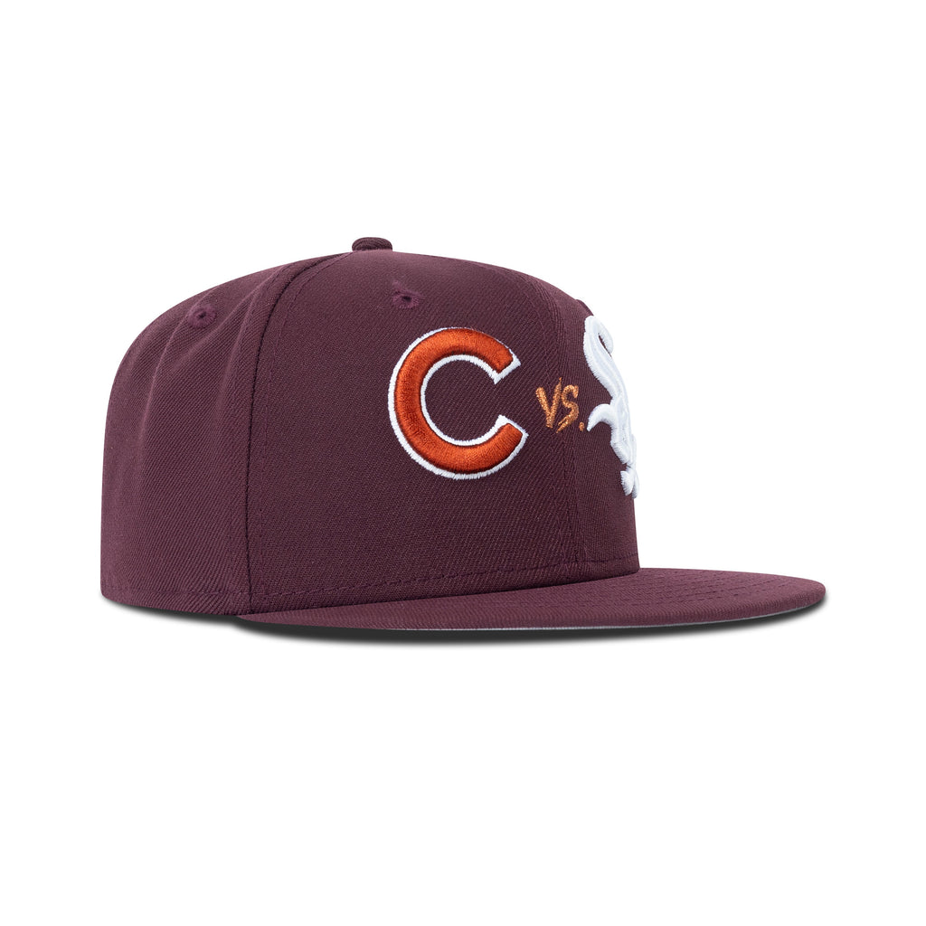 New Era Chicago Cubs Vs. Chicago White Sox Fitted Grey Bottom "Maroon White Copper"
