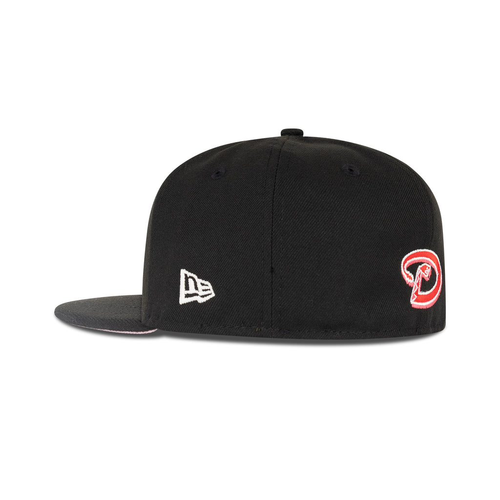 New Era Arizona Diamondbacks Upside Down Logo Fitted Pink Bottom "Black Red Metallic Silver" (2001 World Series Champions Embroidery)