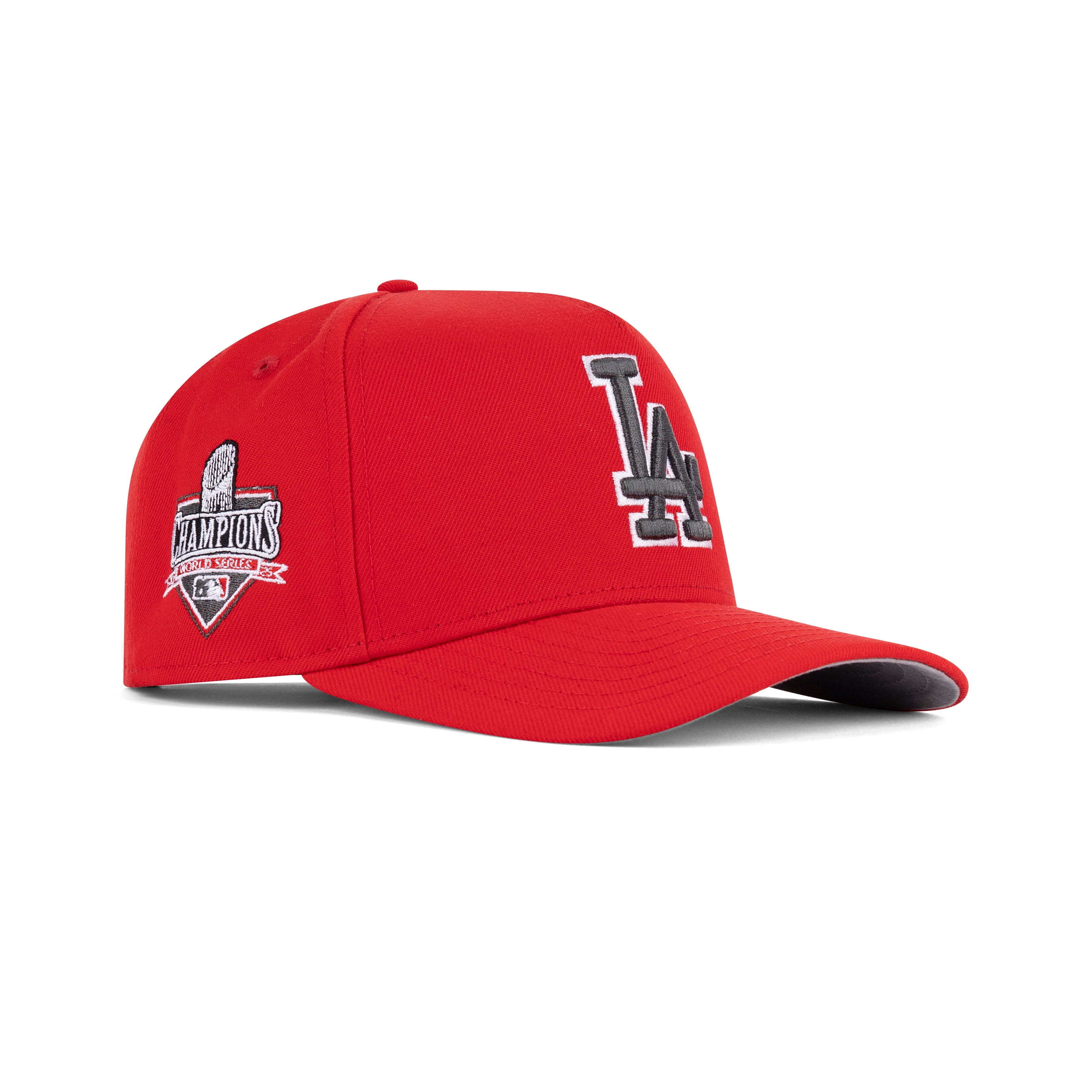 New Era Los Angeles Dodgers A-Frame Snapback Grey Bottom "Front Door Red Black White" (2025 World Series Champions Embroidery)