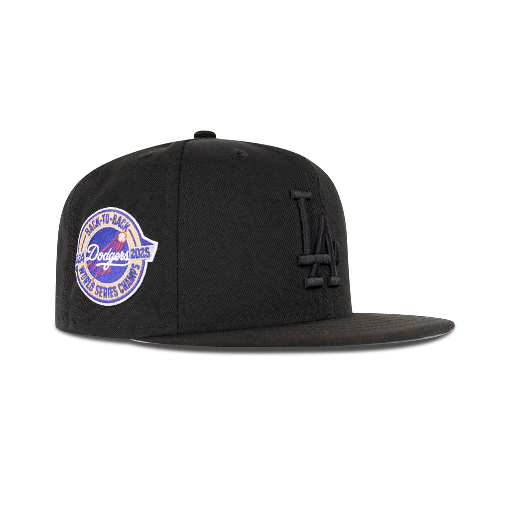 New Era Los Angeles Dodgers Snapback Grey Bottom "Black Black" (2024-2025 Back To Back World Series Champs Embroidery)