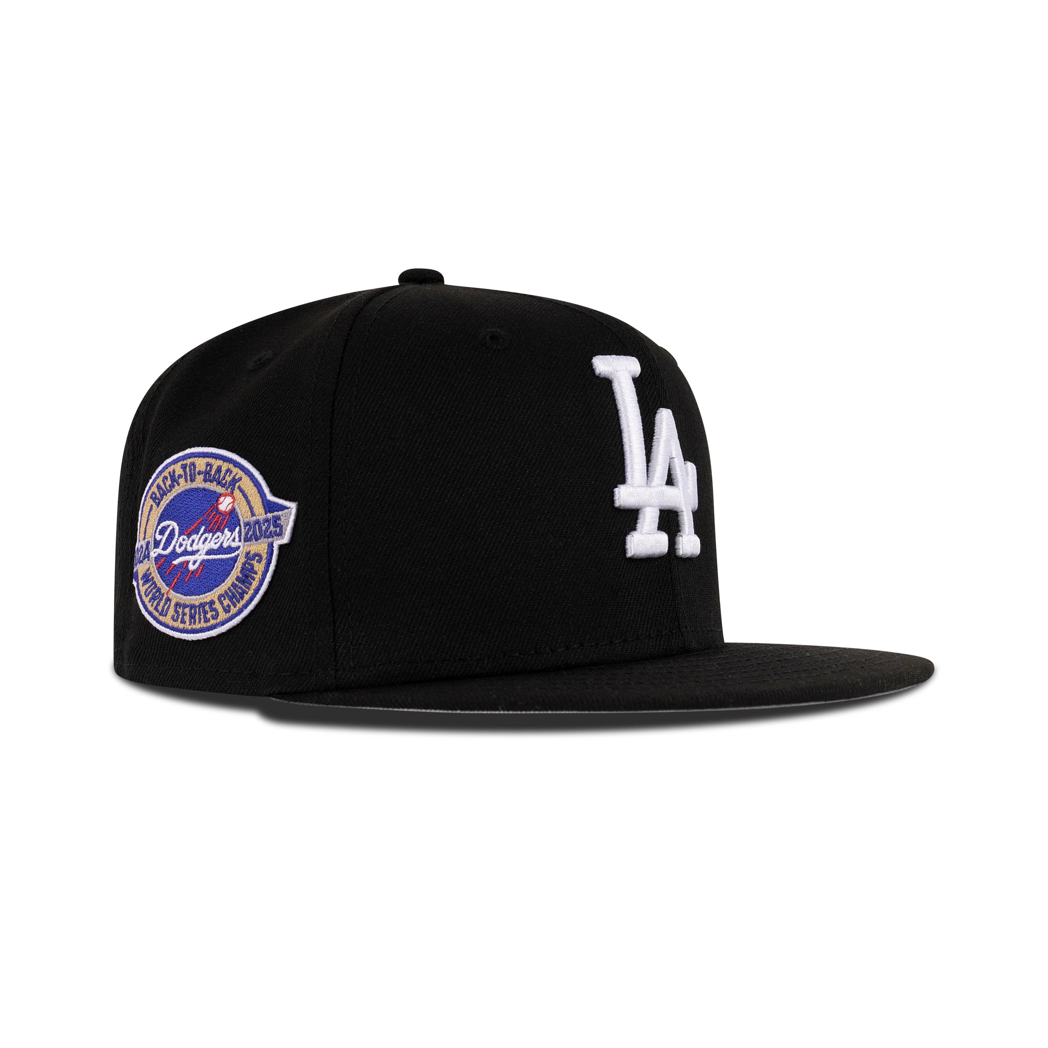 New Era Los Angeles Dodgers Fitted Grey Bottom "Black White" (2024-2025 Back To Back World Series Champs Embroidery)