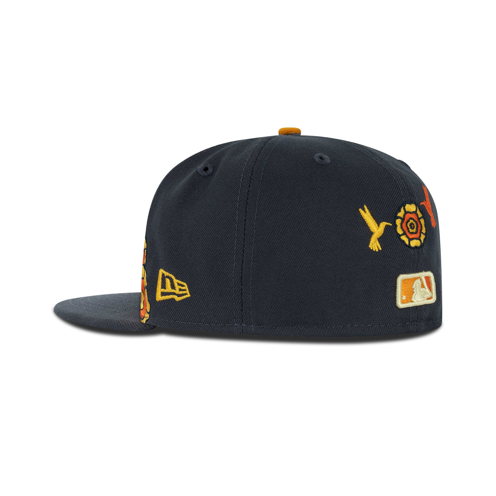 New Era Los Angeles Dodgers Dia De Muertos Fitted Yellow Bottom "Graphite Orange" (LA Patch Embroidery)