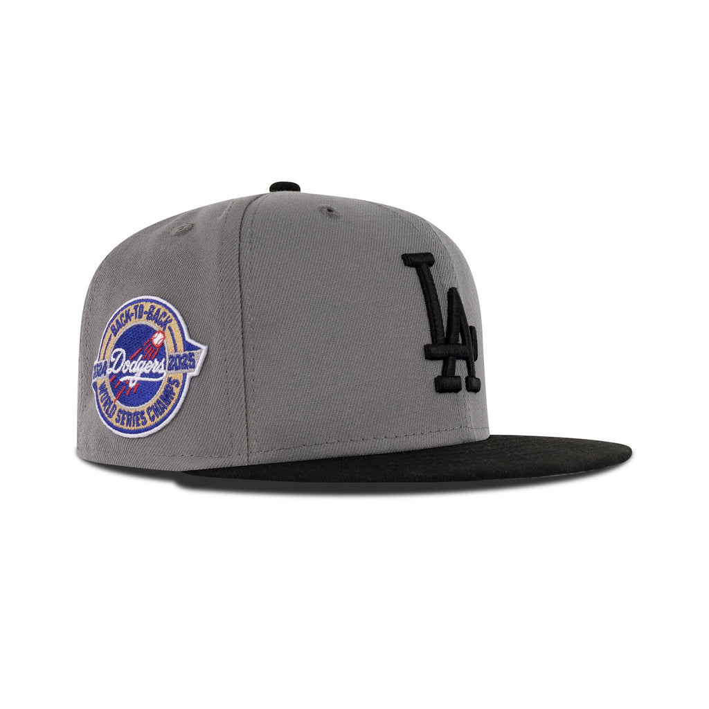 New Era Los Angeles Dodgers Fitted Grey Bottom "Grey Black" (2024-2025 Back To Back World Series Champs Embroidery)